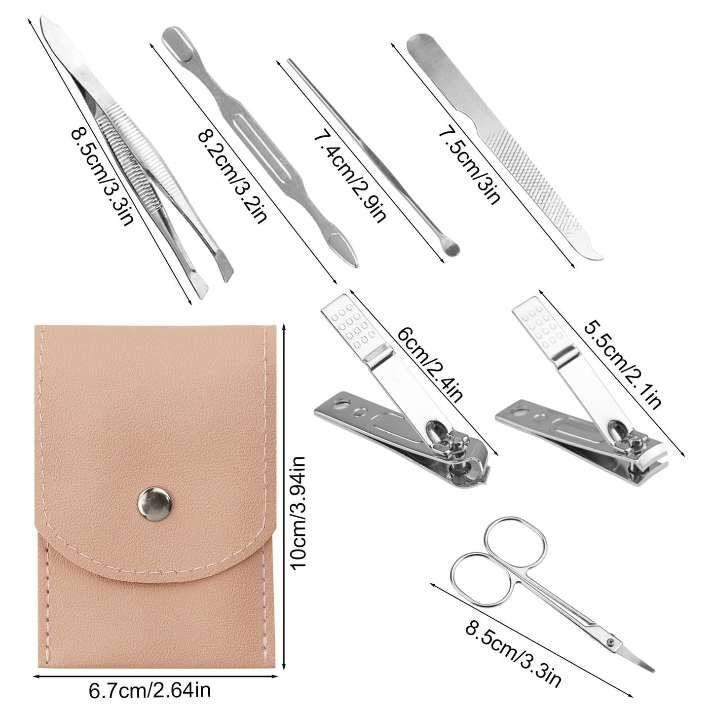 Manicure Set Bulk, Nail Clippers Kit Stainless Steel Fingernail Clippers Set, Sturdy Nail Tip Cutter Trimmers Professional Grooming Toenail Clippers Personal Pedicure Kits Gift Pink (12 Pack 7 in 1)