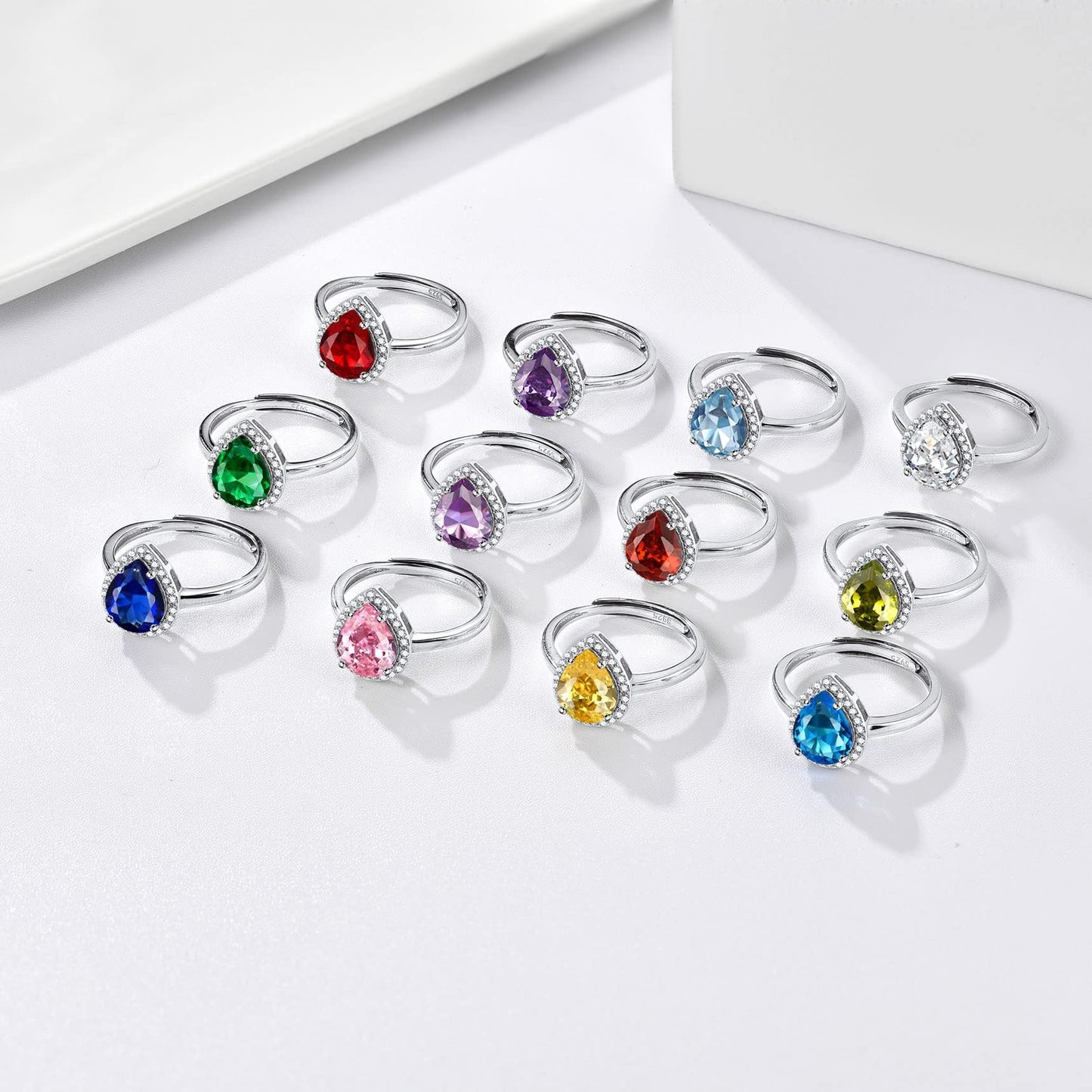 Bestyle Infinity Love Teardrop October Pink Tourmaline Gemstone Rings with Sparkling Cubic Zirconia, Brilliant Love Teardrop Diamond Halo Rings Statement Jewelry for Women