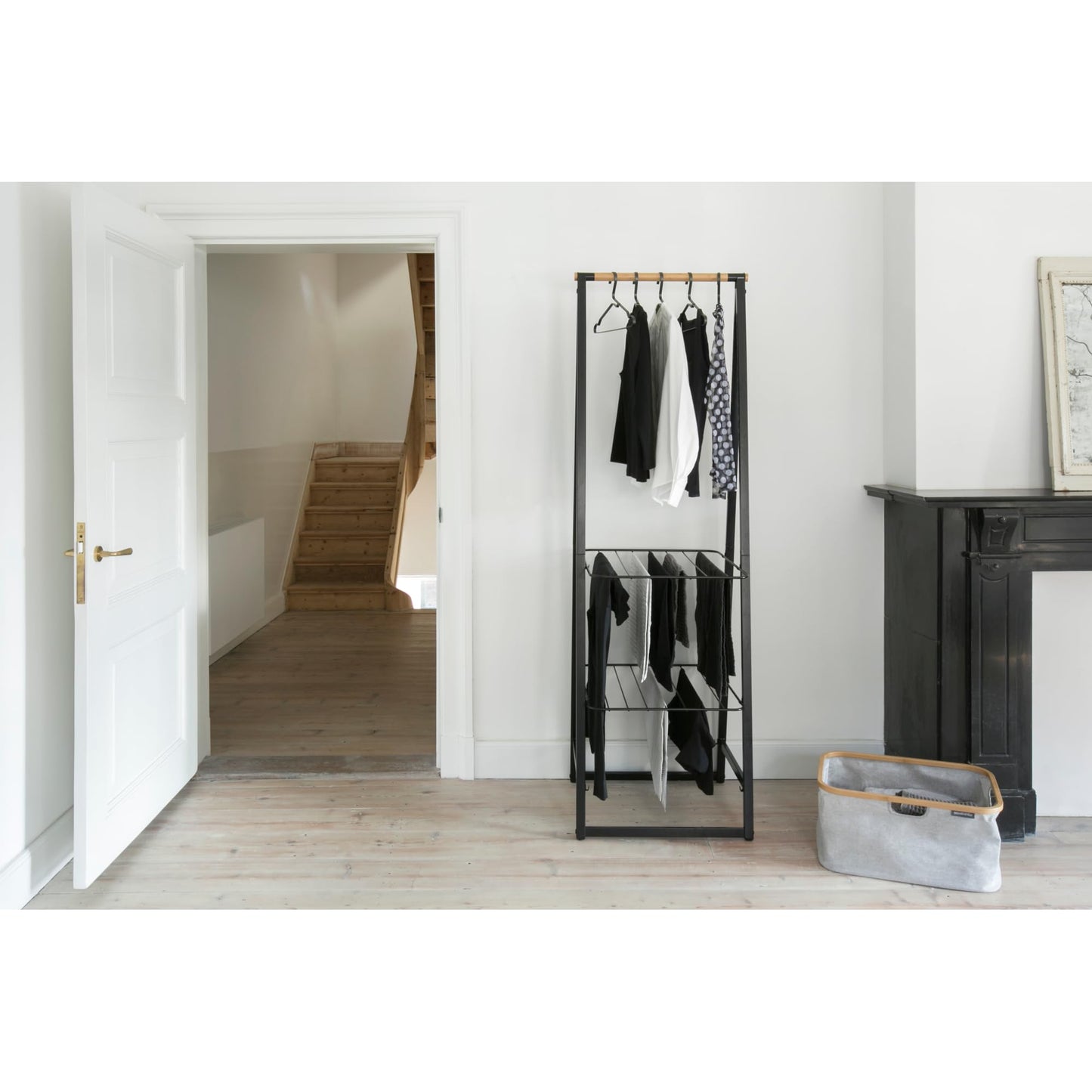 Brabantia - Linn Clothes Rack - Multi-Functional - Space Saver - Adjustable Shelves - Wardrobe Hanging - Drying Rack - Freestanding - Stable - Black - Small