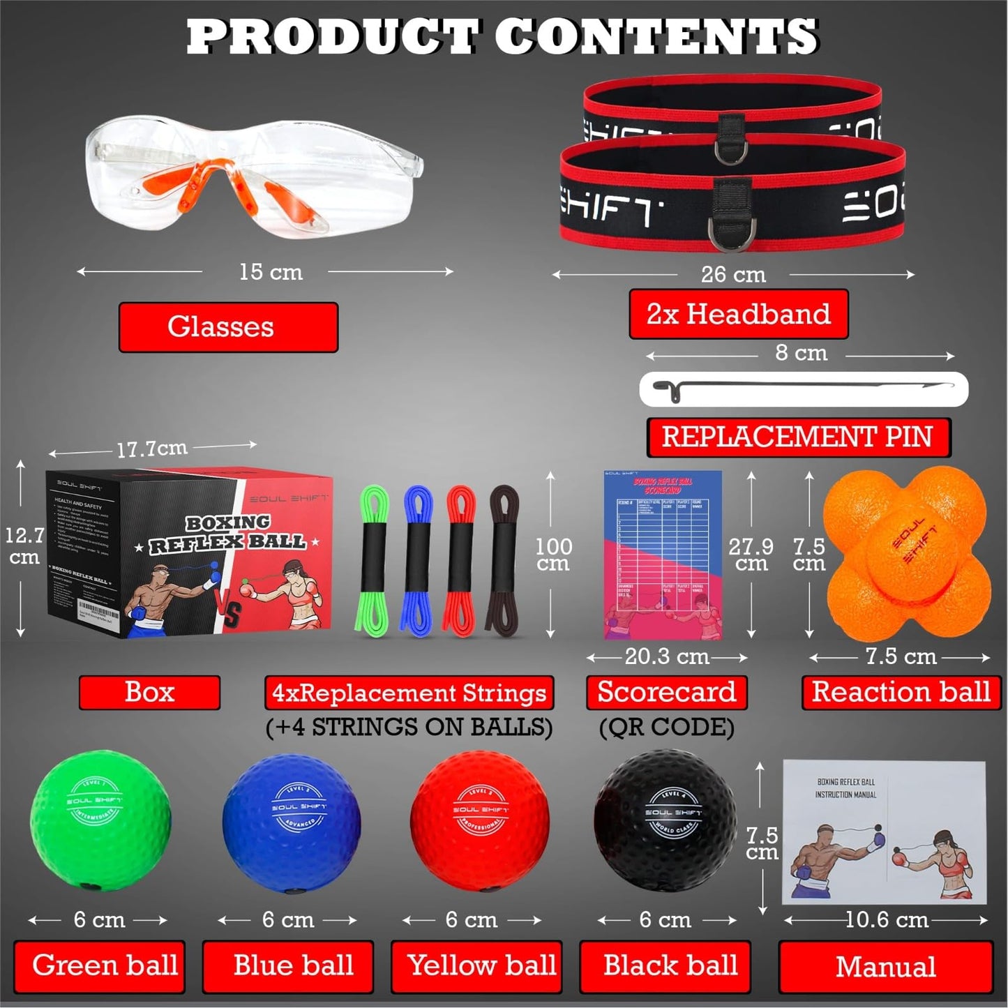 Soul Shift Boxing Reflex Ball ā 4-Level Family Training Pack | Safety Glasses + Reaction Ball + 2 Headbands | Improve Focus, Reflexes, Agility & Hand-Eye Coordination | MMA