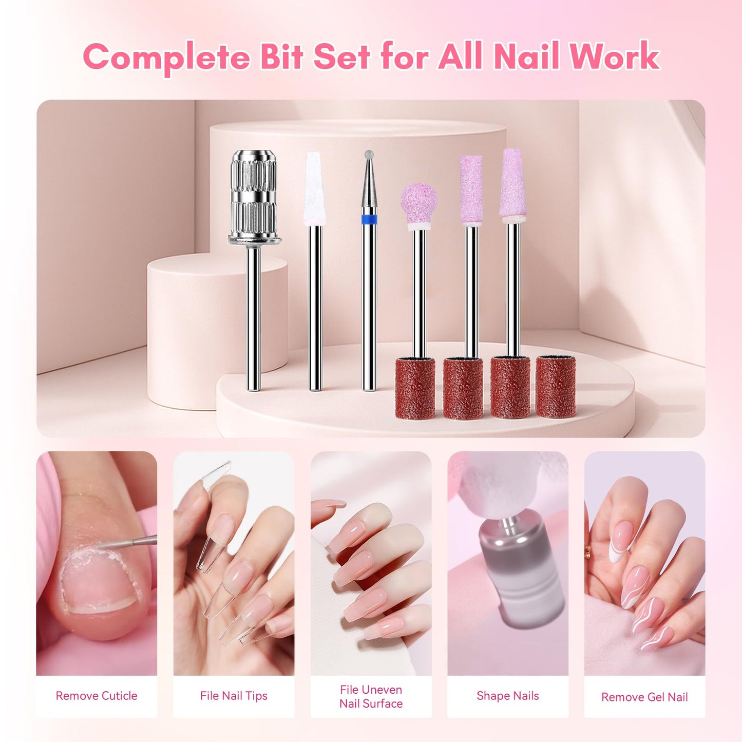 Makartt Nail Drill Professional, 35,000RPM Electric Nail File for Acrylic & Gel Removal, 60W Brushless Coreless Motor, 2-in-1 Desktop & Portable, LCD Display, Rechargeable, Quiet, F&R, Nouvella Black