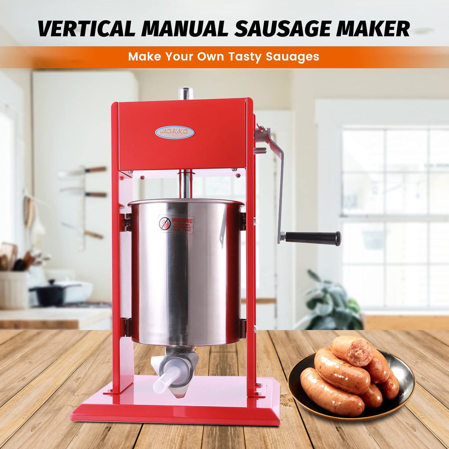 Hakka 25 Pound Sausage Stuffer 2 Speed Stainless Steel Vertical Sausage Filler