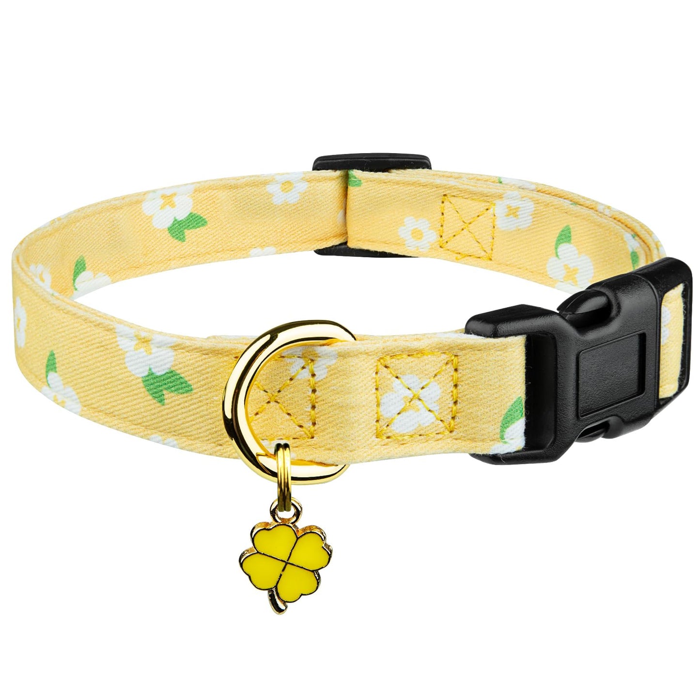 Cotton Handmade Dog Collar Cute and Distinctive Patterns Black Rose with Pendant for Girl Boy Dogs Collars S