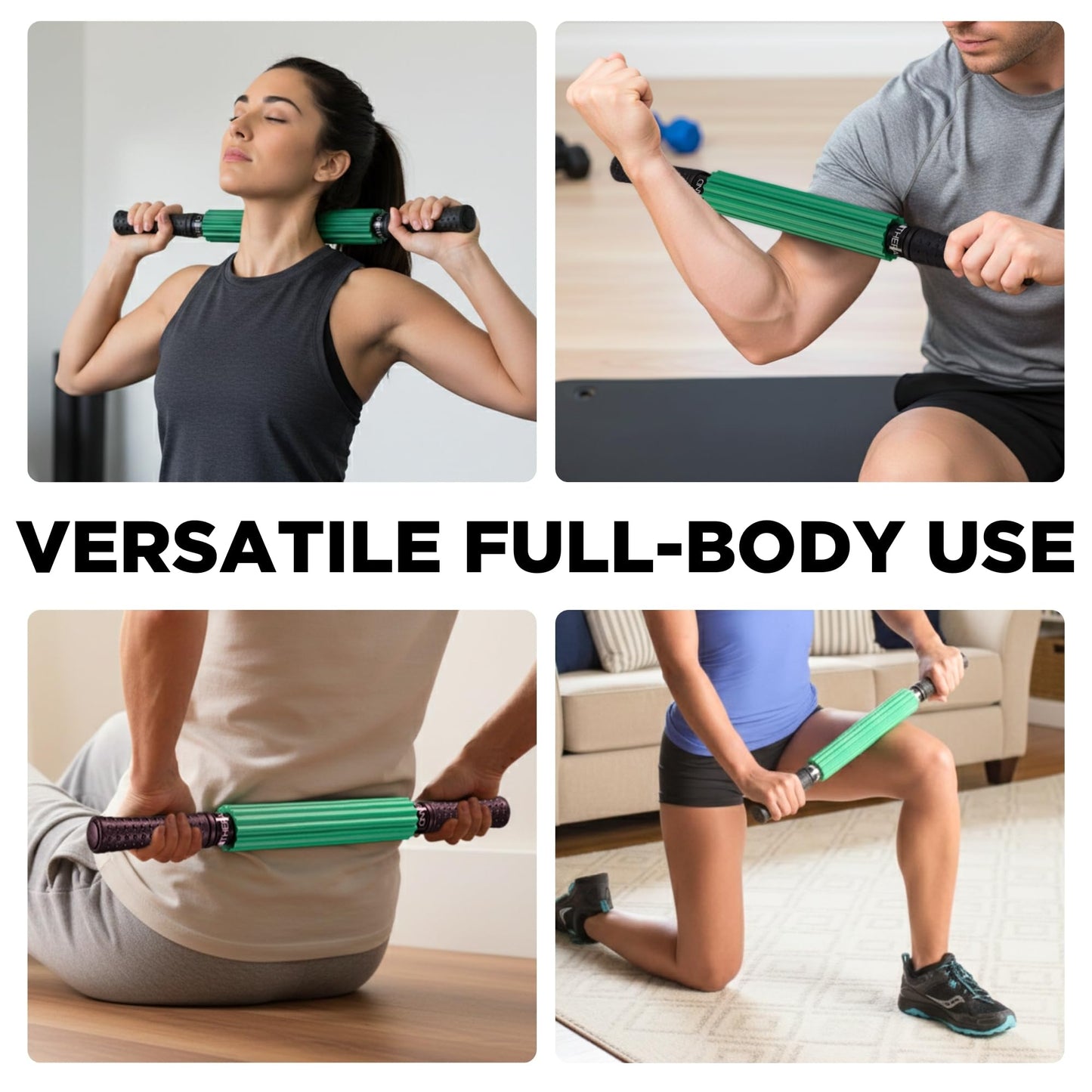 THERABAND Roller Massager Stick Standard, Deep Tissue Muscle Roller for Legs, Back, Calves, Athletes & Runners, Foam Roller Stick for Muscle Massage, Trigger Point Tool, 21" Manual Massager
