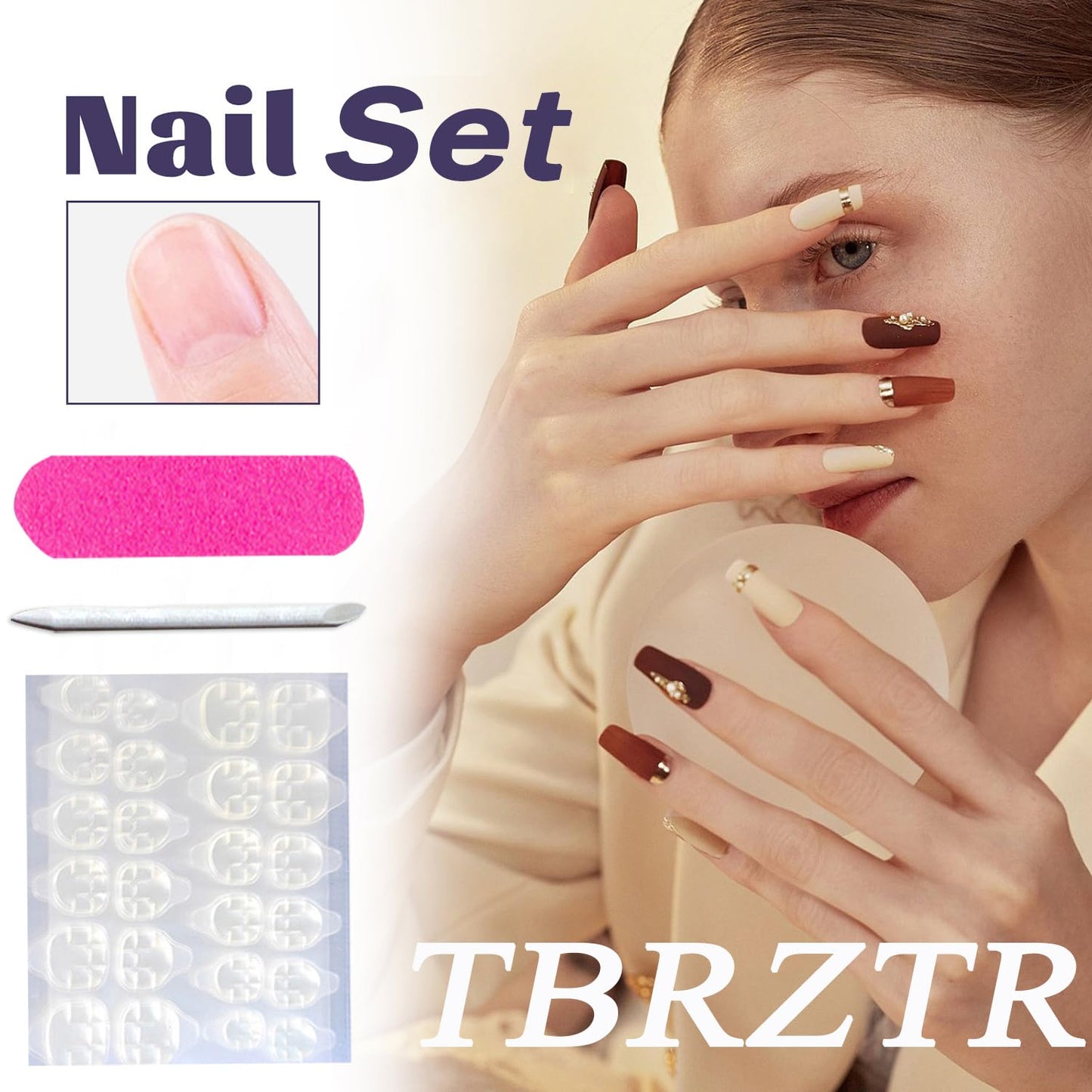 Stars False Nails Press on Nails Medium Blue Starry Sky Smudge Pattern Design Square Fake Nails Full Cover Acrylic Nails Press Nails with Charm Artificial Stick on Nails Glossy Acrylic Nails for Women
