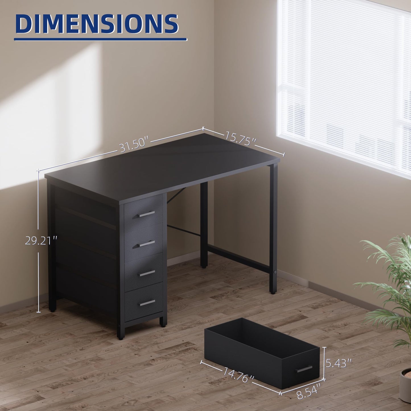 Pamray 32 Inch Computer Desk with 4 Drawers Small Office Desk for Home Bedroom Study Writing Simple Modern Computer Table Marble