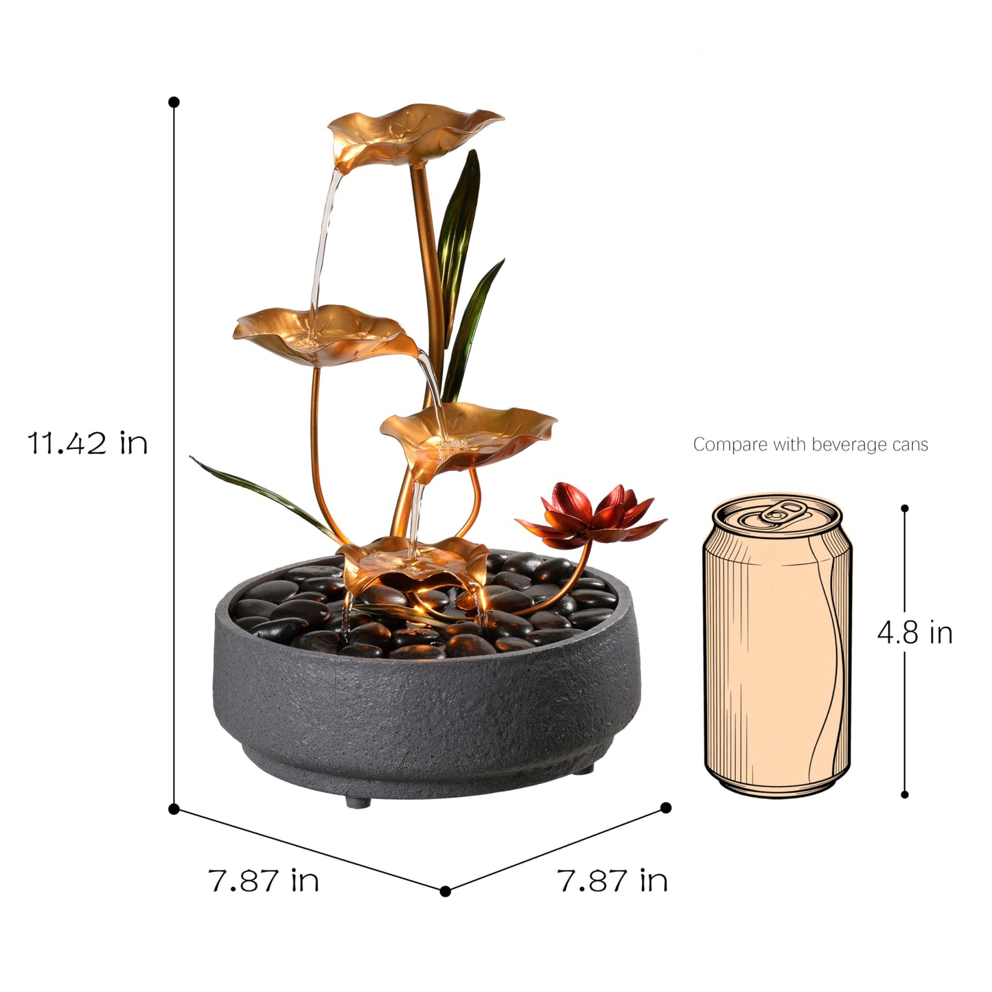 Haobos Indoor Tabletop Fountain Exquisite Meditation Desk Water Fountain Decorative Zen,4-Tier Lotus Desk Fountain,Home/Office Decor Housewarming Gift for Mom(23154)