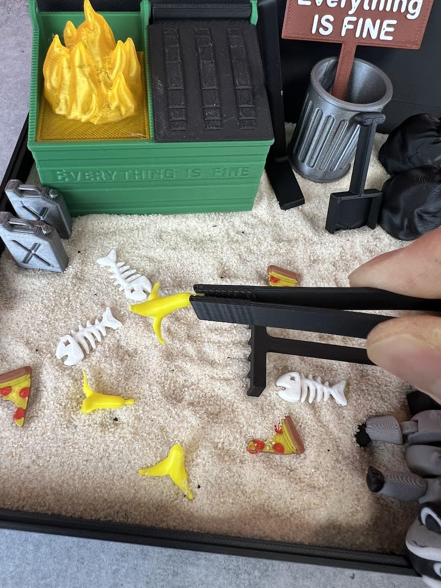 Munnygrubbers - Deluxe Dumpster Fire Zen Garden - Made in USA - Large 7" x 7" - Fine Sand Included - Desk Accessory Box Garden - Funny Novelty Gift - Fidget Stress Relief