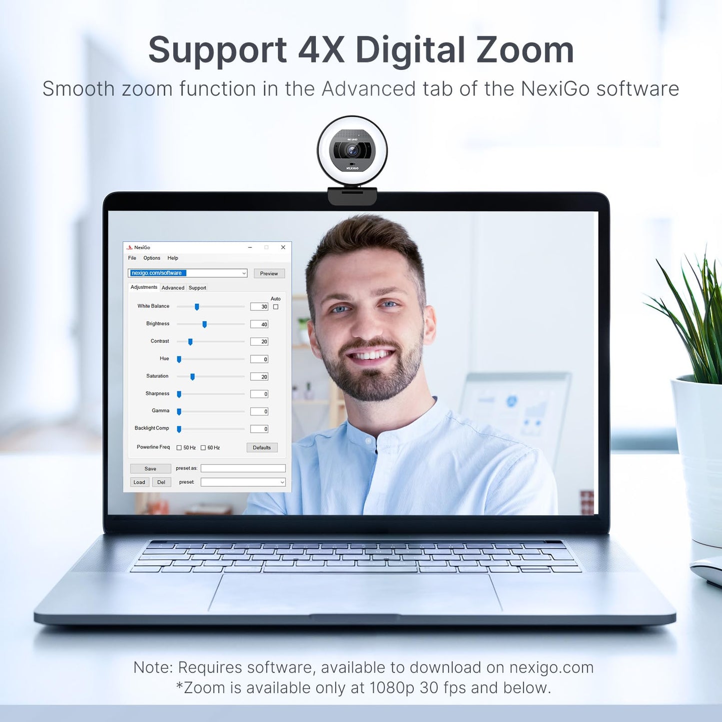 NexiGo N930E Pro, 4K Webcam with Ring Light, PDAF Autofocus, 1080P@60FPS, Dual Noise-Canceling Mics, Built-in Privacy Shutter, Web Cam for Streaming, Meeting, Gaming