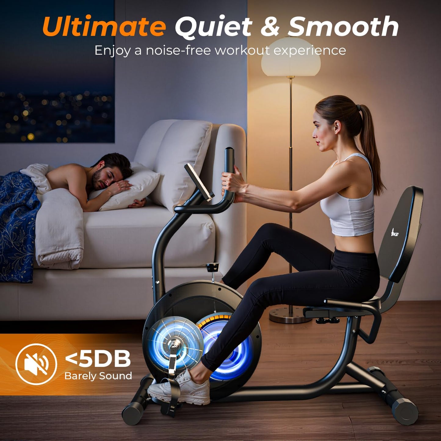 OWLSKY Recumbent Exercise Bike for Home Gym, Magnetic Stationary Bike with 16-Level Resistance, Quiet 15LBS Flywheel, 300LBS Capacity, Low-Impact Cardio & Physical Therapy