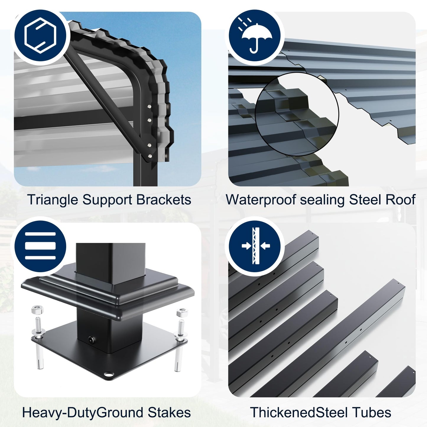 AIRWIRE 12x20 Metal Carport Carports with Enhanced Base Heavy Duty Garage Outdoor Galvanized Car Shelter for Car, Boats and Truck