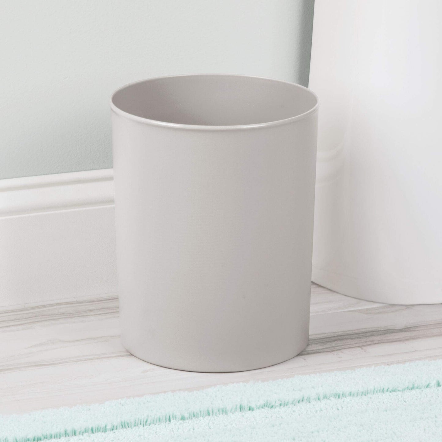 iDesign Franklin BPA-Free Plastic Round Waste Basket, 8" x 8" x 9.75", Light Gray,19802