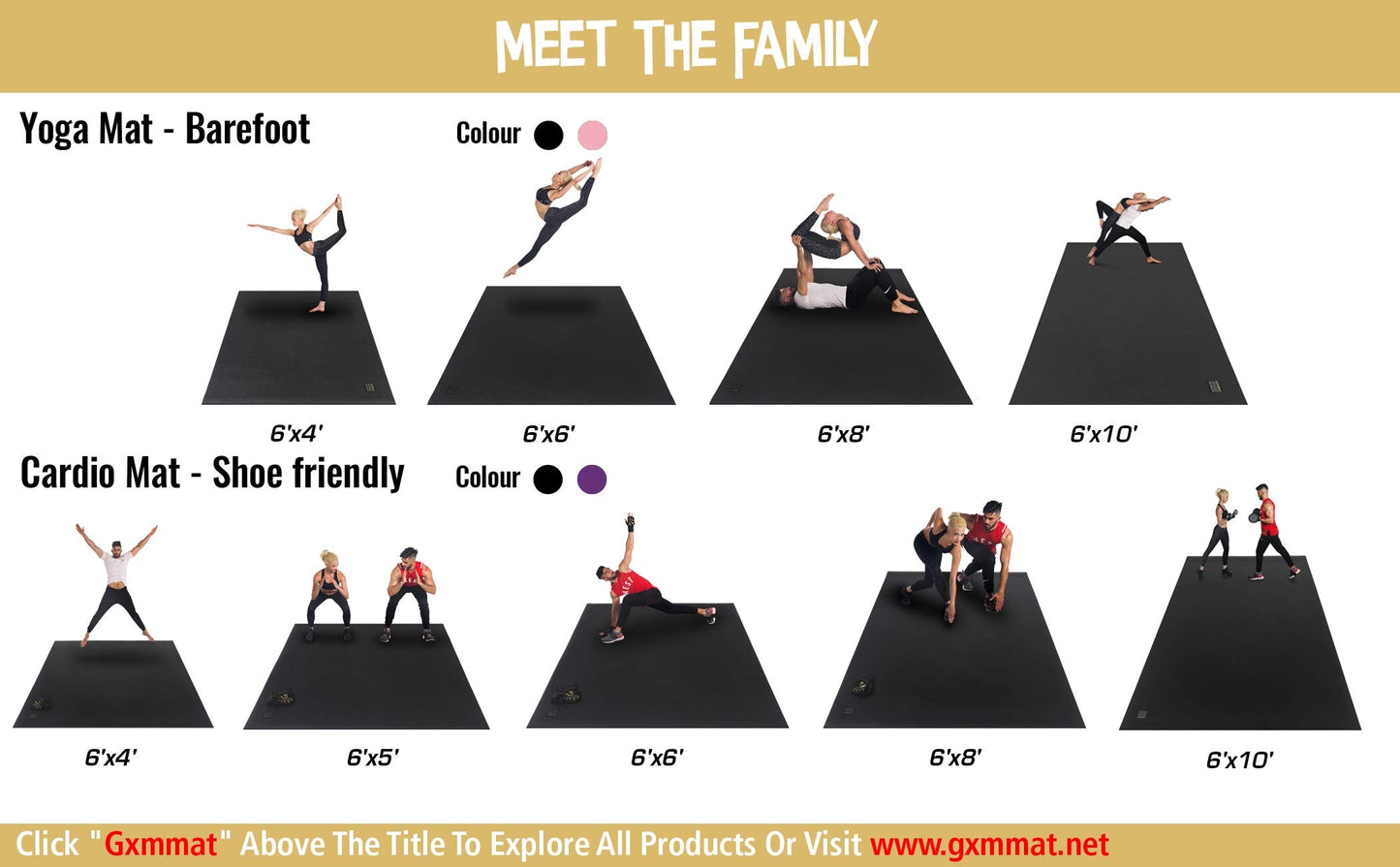 GXMMAT Large Yoga Mat 6'x4'/6'x6'/7'x5'(7mm/9mm), Extra Thick Workout Mats for Home Gym Flooring,Ultra Comfortable Non-Slip Quick Resilient Barefoot Wide Exercise Mat for Pilates,Stretching,Meditation