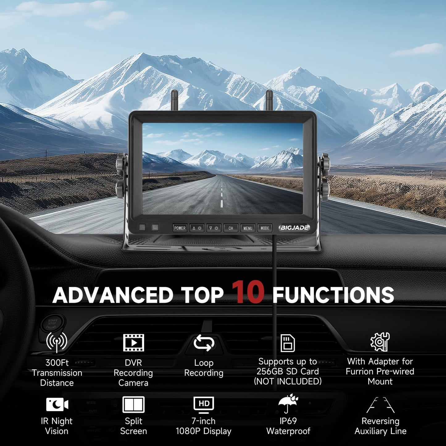 Wireless Backup Camera - Rv Backup Camera with HD 7" Monitor - Dual Back Up Camera Systems for Truck - IP69 Waterproof Rv Camera with DVR, Night Vision for Rv, Truck, Trailer and Camper