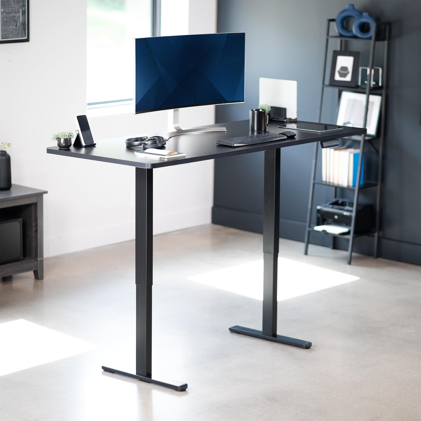 VIVO Electric 71 x 30 inch Standing Desk, Dual Motor Memory Controller Height Adjustment, E2B Series, Solid One-Piece Black Top Black Frame, DESK-KIT-E2B71B