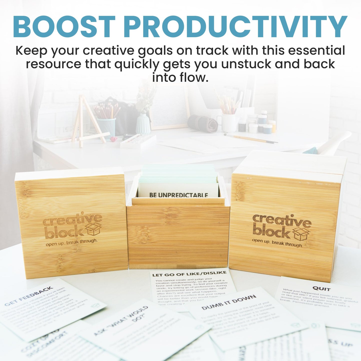 Creative Block Cards for Writers, Artists, Creators - 100+ Problem Solving Inspiration Thinking Card Suggestions from Neuroscientists, Mindfulness Experts - Prompts to Overcome Mental Blocks