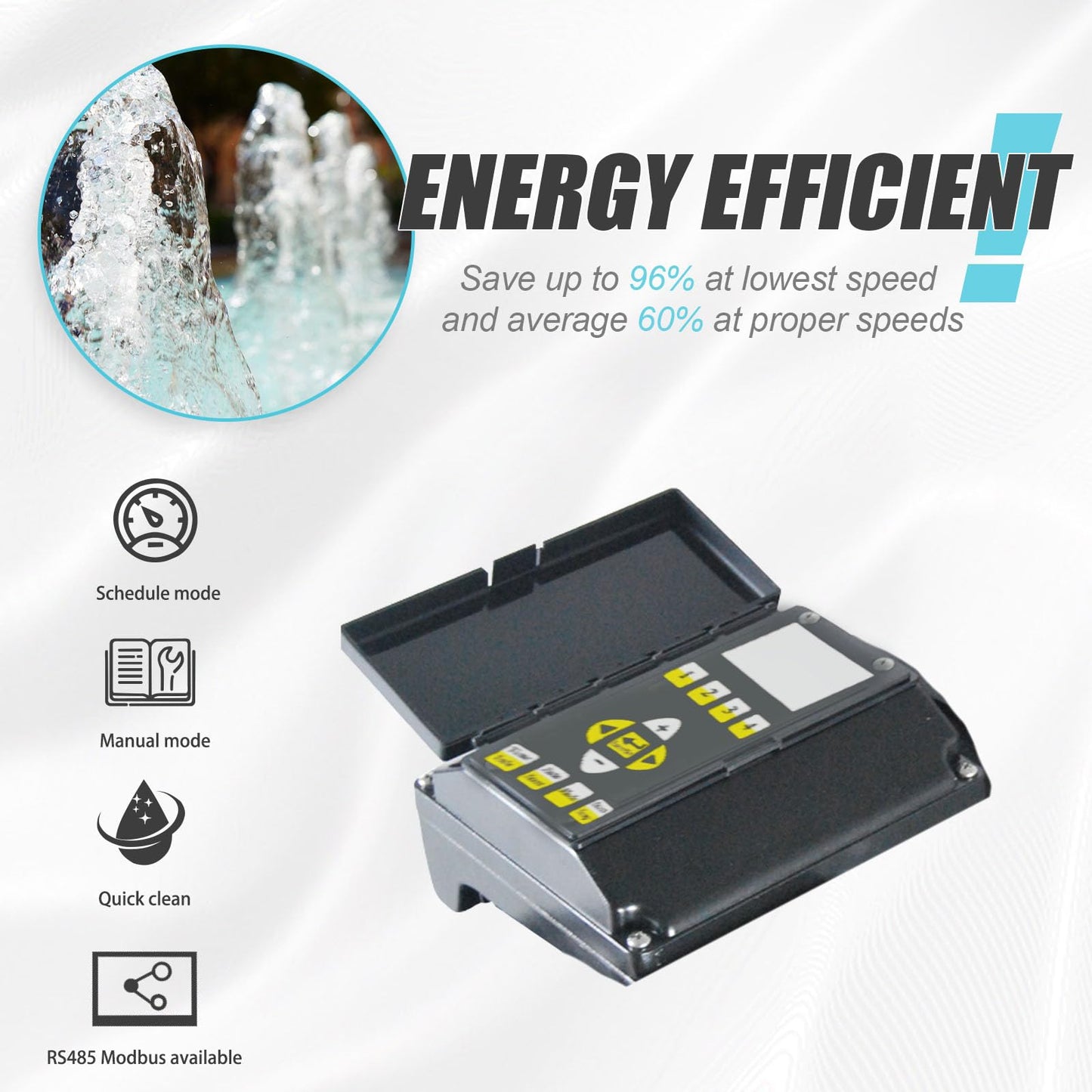 2.5HP Variable Speed Pool Pump, CEC & DOE Compliant, 230V, 10,200 GPH High-Flow Energy-Efficient Pool Filter Pump, Includes 2" & 1.5" NPT Unions