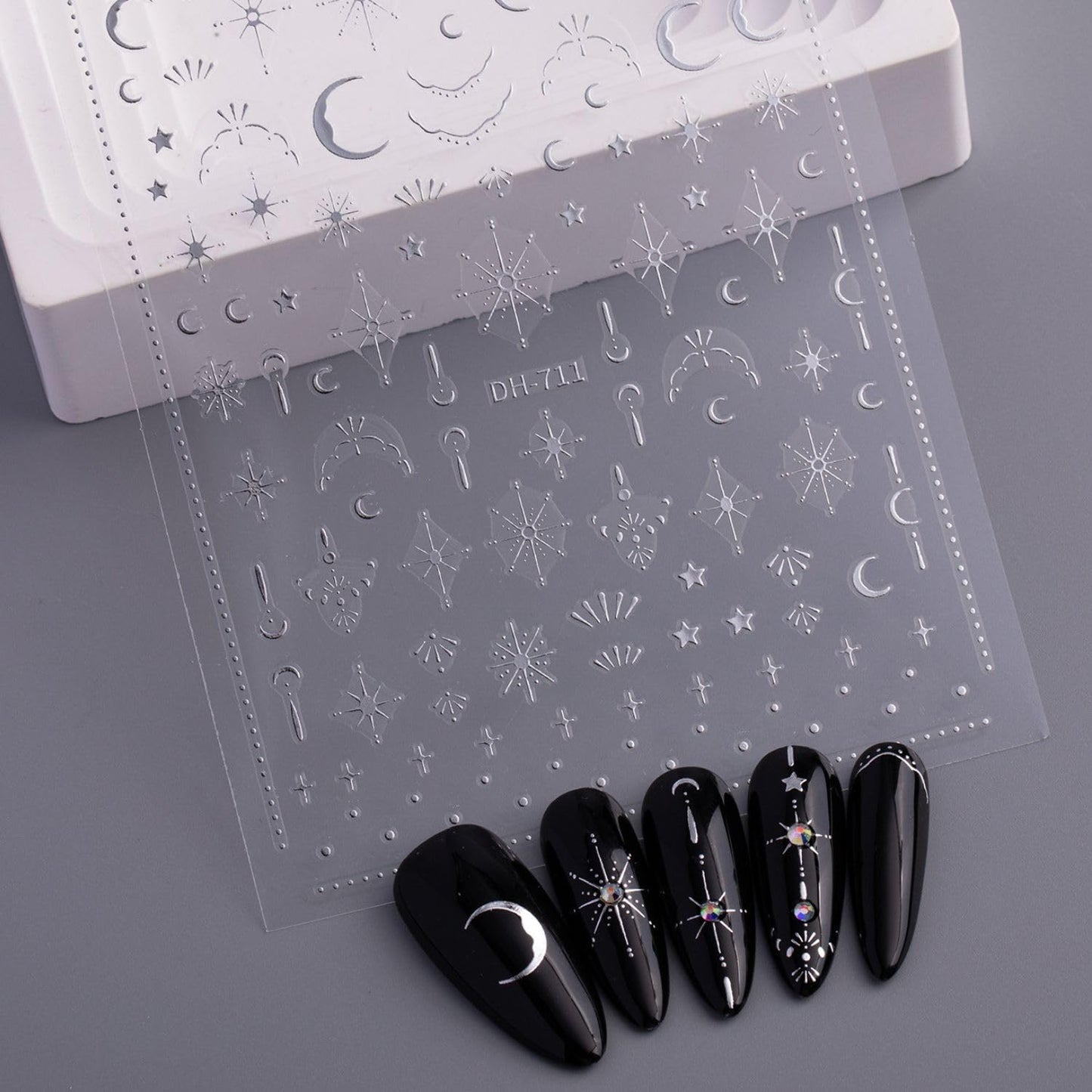 Gold and Silver Nail Stickers Star Moon Sun Nail Decals Celestial Galaxy Design Self Adhesive Nail Art Stickers for Women Nails Art Supplies Decoration 4 Sheets WYFHDT