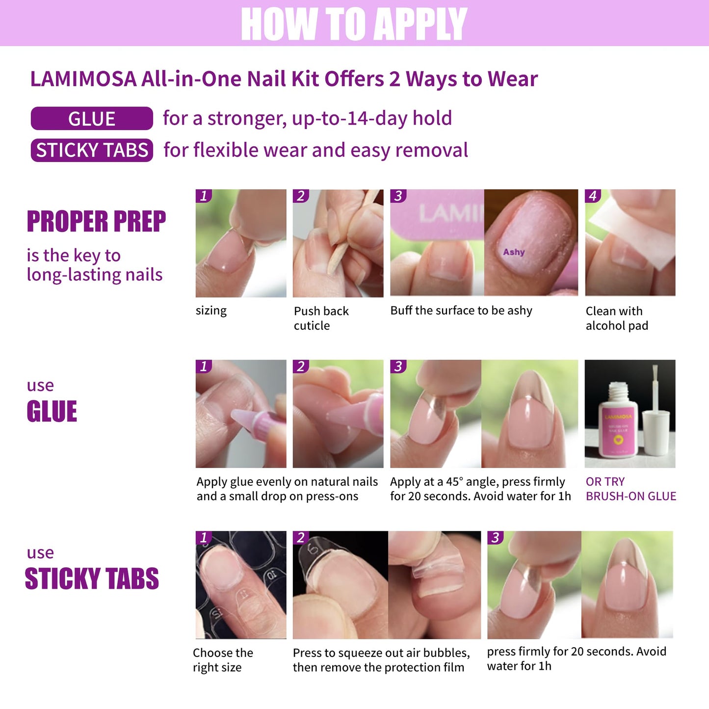 LAMIMOSA 32Pcs Daisy Flower Press On Nails Short Square in 16 Sizes – Black n White Fake Nails with Glue, Soft Gel GLue On Nails kit, Spring Summer False Nails, DAISY
