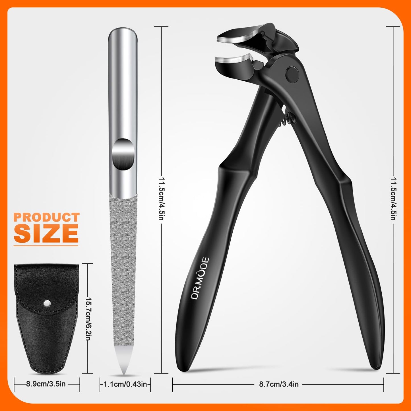 DRMODE Toenail Clippers for Thick Toenails for Seniors, Upgraded Long Handled Angled Head Toe Nail Clippers for Men Thick Nails with Wide Opening, Large Finger Nail Clippers Adult with Catcher
