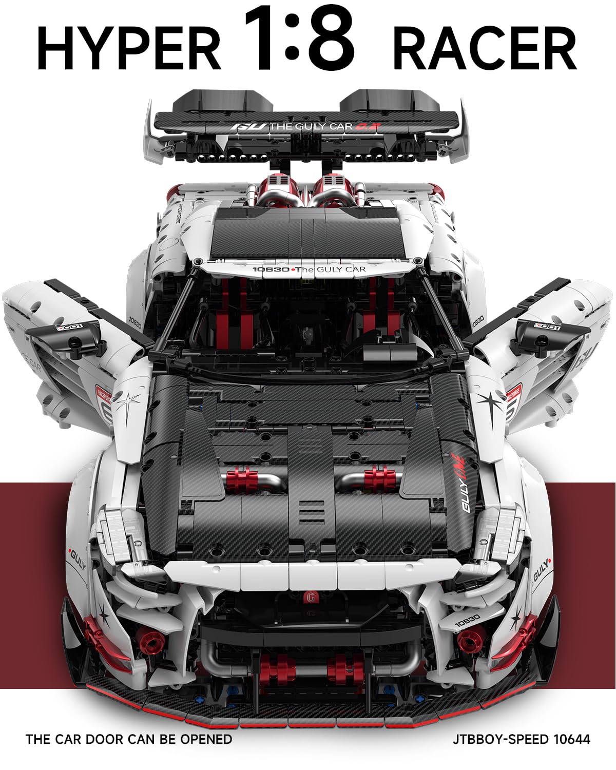 JTBBOY 1:8 Scale Race Car Building Set for Adults, Model Kit for Adults to Build, Collectible Car Building Kits, Supercar with Authentic Features,Display Model for Home or Office(3939PCS)