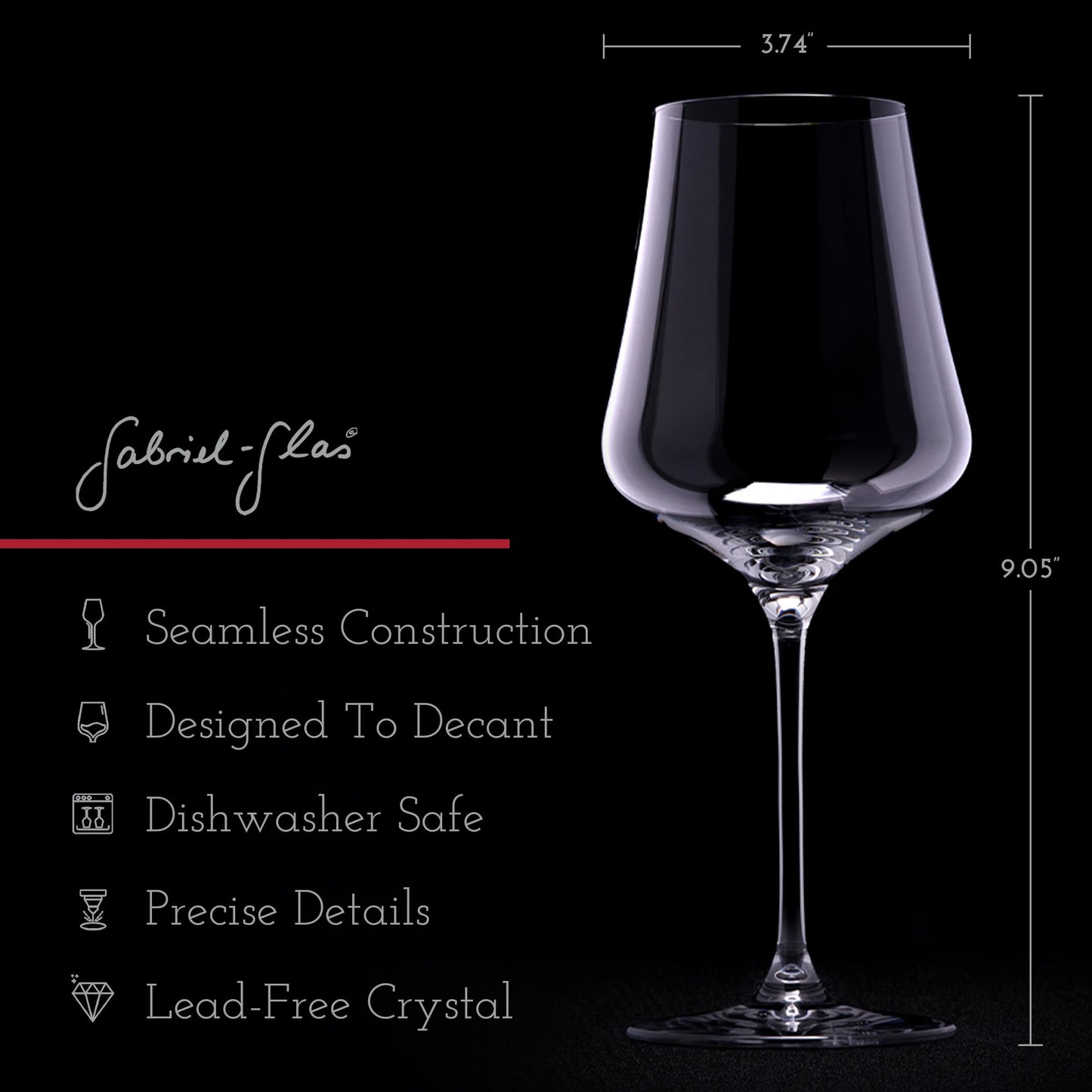 Gabriel-Glas StandArt Crystal Wine Glasses, Set of 4 with Gift Boxes - Premium, Universal Wine Glass for Red and White Wine - Dishwasher Safe, Lead-Free, 16 oz.