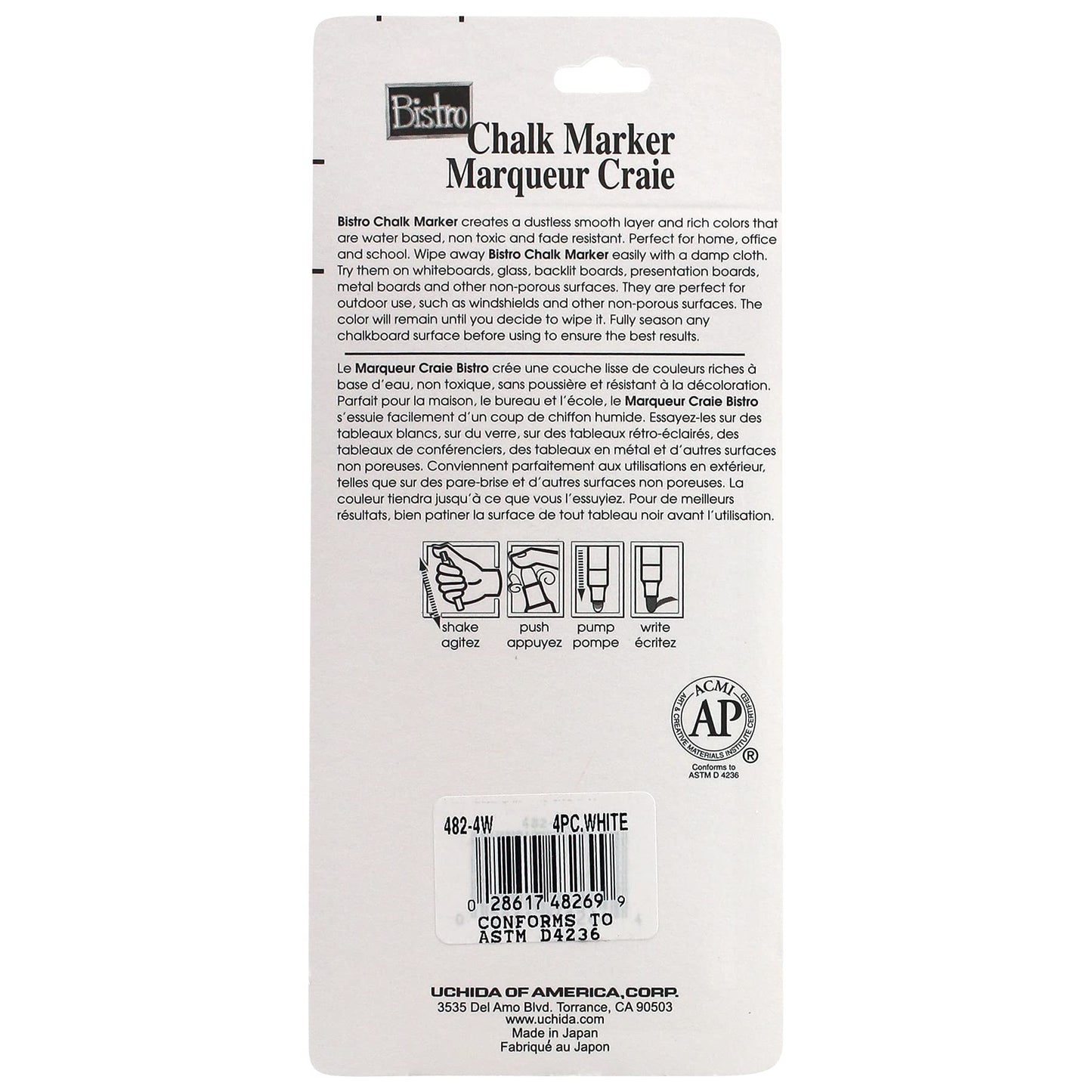 Bistro Chalk Marker Fine Point Set 4/Pkg - White