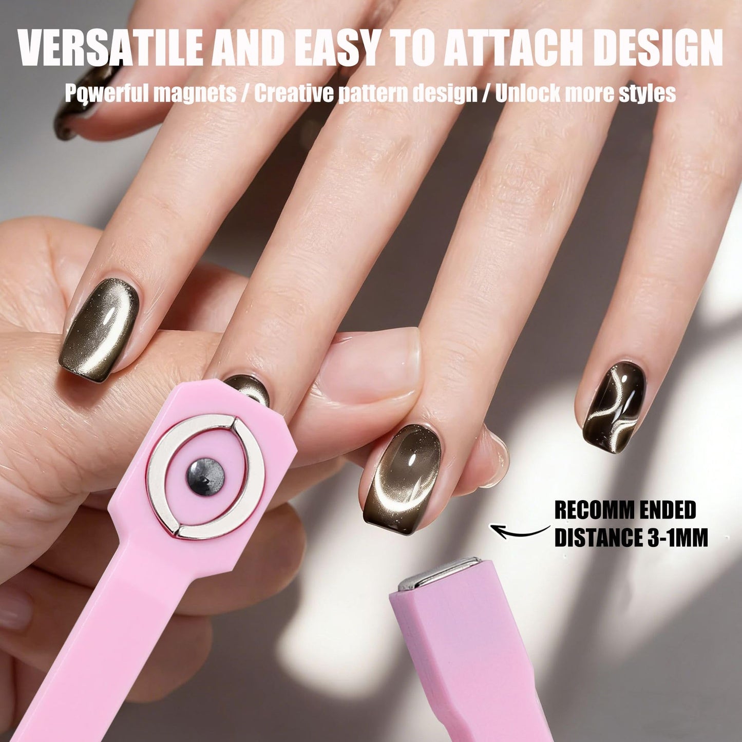 2Pcs Cay Eye Magnet Kit,9 in 1 Gel Nail Polish Magnets for Nail Art, Salon & Home DIY for Strong Magnetic Nail Design Tools