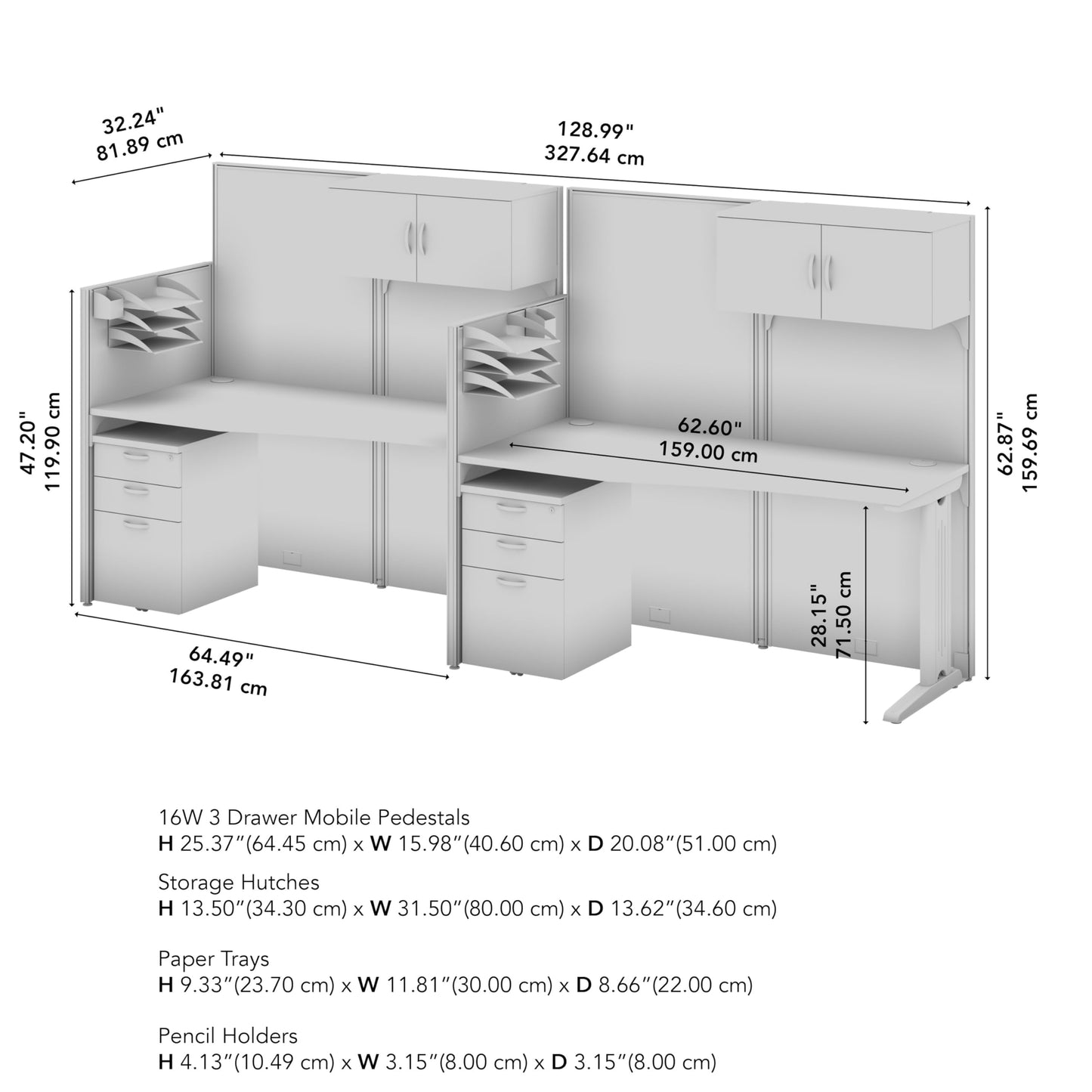Bush Business Furniture 2 Person Cubicle Desks with Storage, Drawers, and Organizers, Office in an Hour Collection, Natural Elm