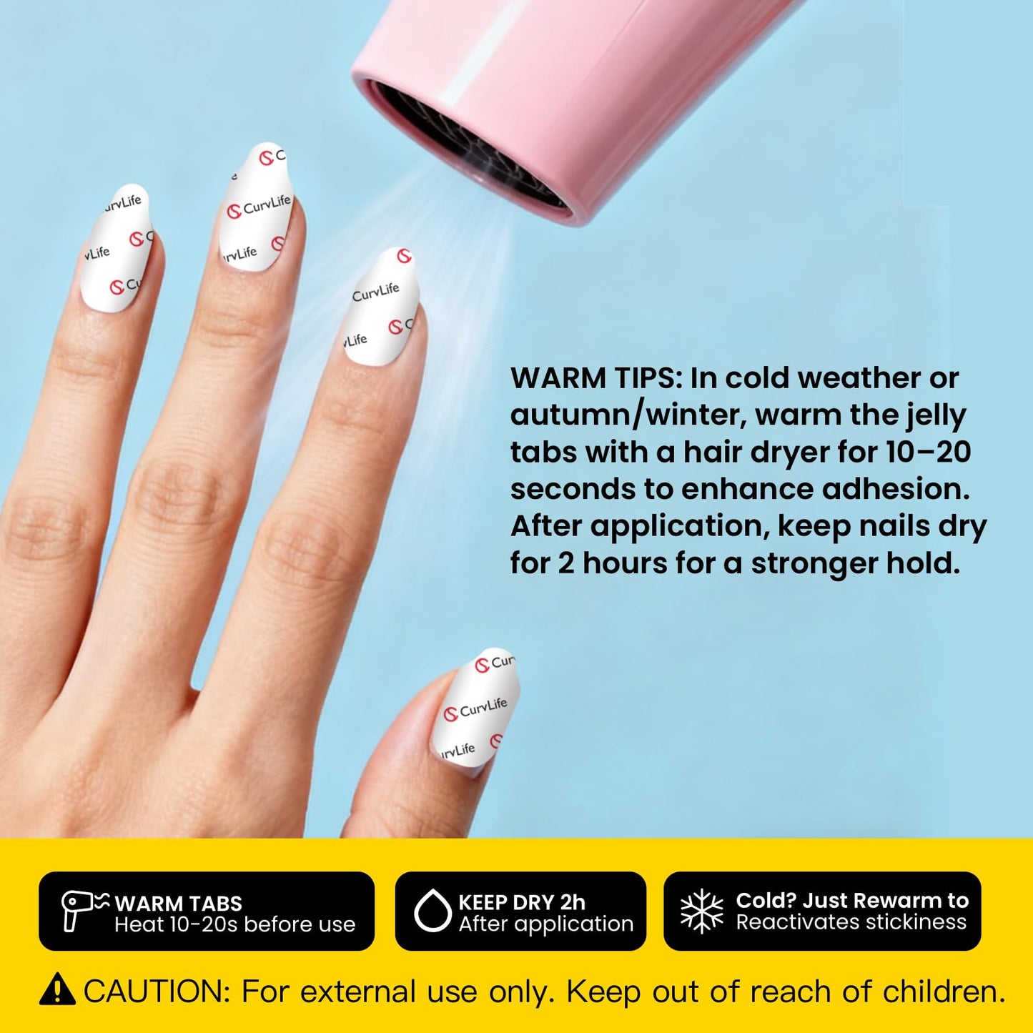 Curvlife CareHold Strong Hold Nail Adhesive Tabs for Valentine Press On Nails – 10 Sheets 240pcs 12 Sizes, 0.3mm Ultra Thin Waterproof Breathable Nail Glue Stickers, Daily Wear and Gentle Removal