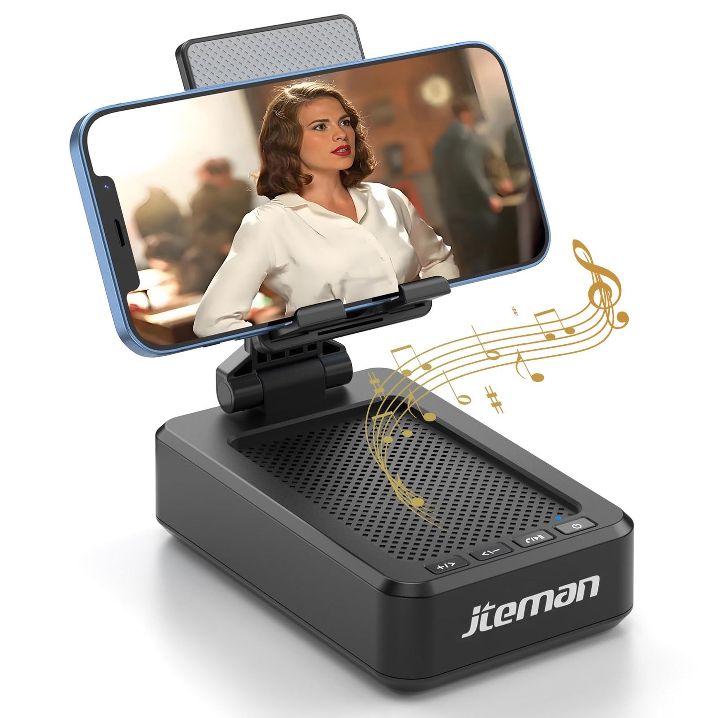Jteman Portable Phone Stand with Speaker Bluetooth Wireless,Gifts for Men Women,Birthday for Women Men,Kitchen Gadgets for Men,Phone Holder for Desk - Rose Gold