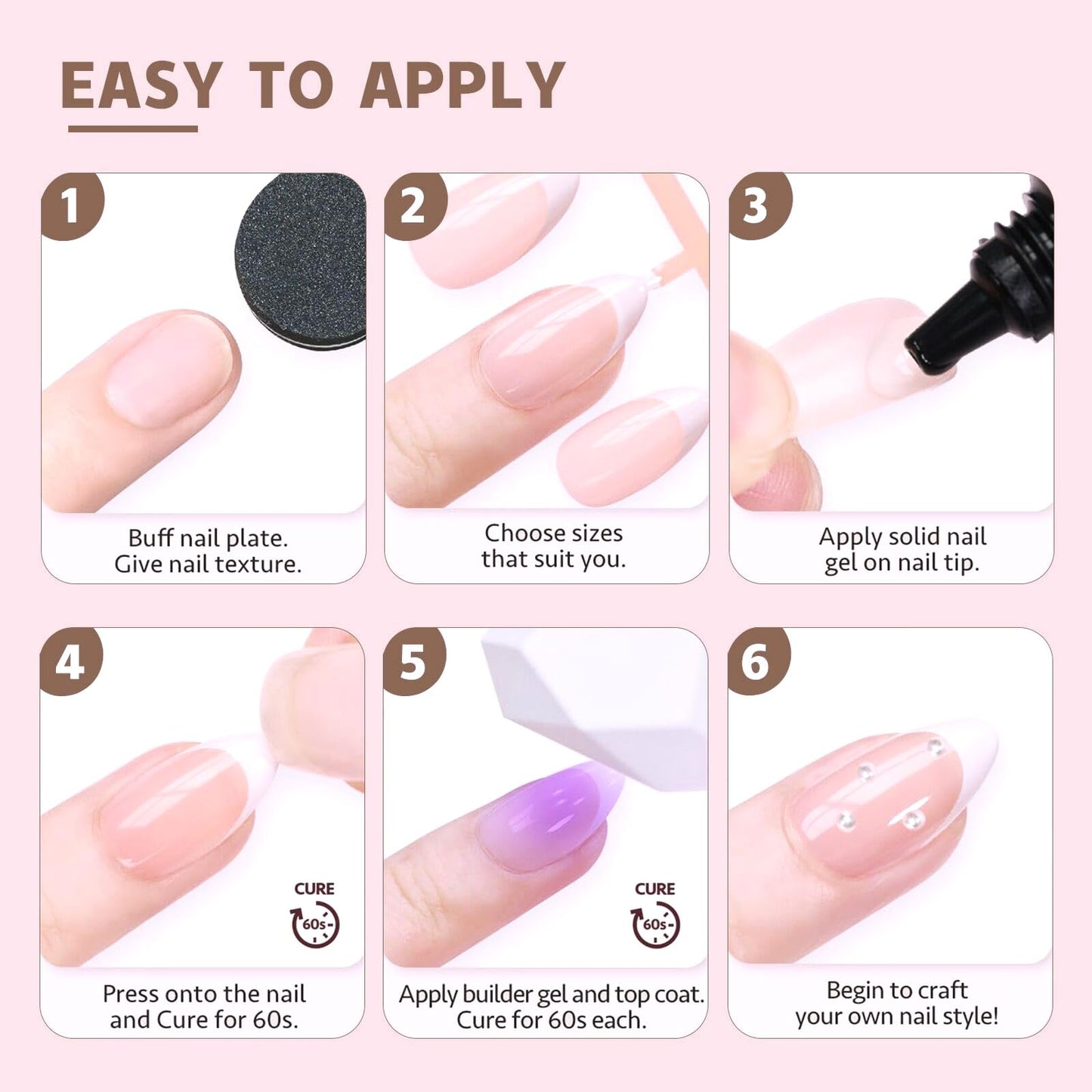 150 Pcs Press on Nails Long - White Gradient Glue on Nails Medium Acrylic Nails Nail Tips Square Stick on Nails Square Nail Tips Coffin Press on Nails for Gift