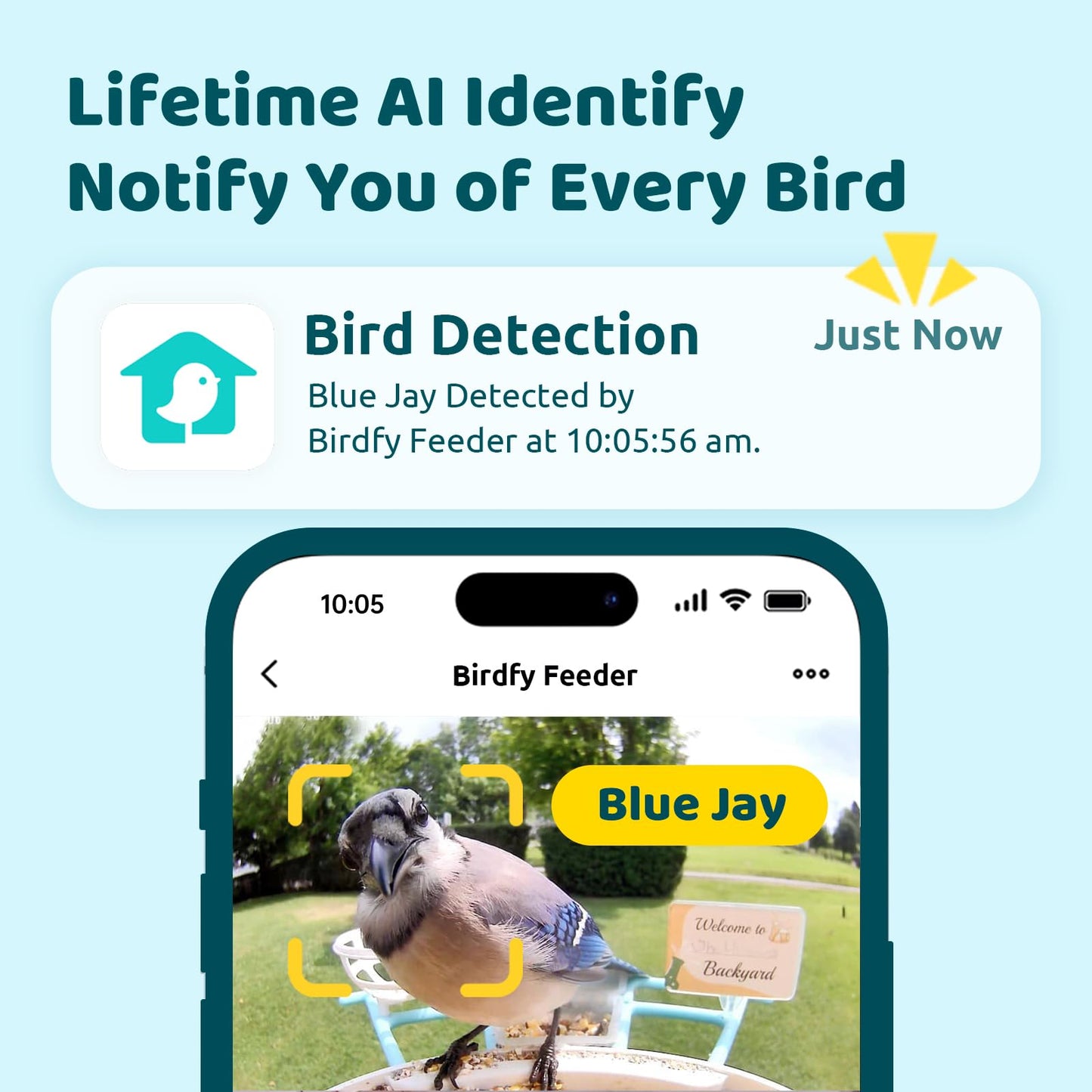 NETVUE by Birdfy Smart Bird Feeder with Camera – AI Identifies Birds Species 2MP Night Vision & App Alerts, 2.4Ghz Wi-Fi Connect IP65 Weatherproof Bird Camera-Gift for Backyard BirdWatchers, Yellow