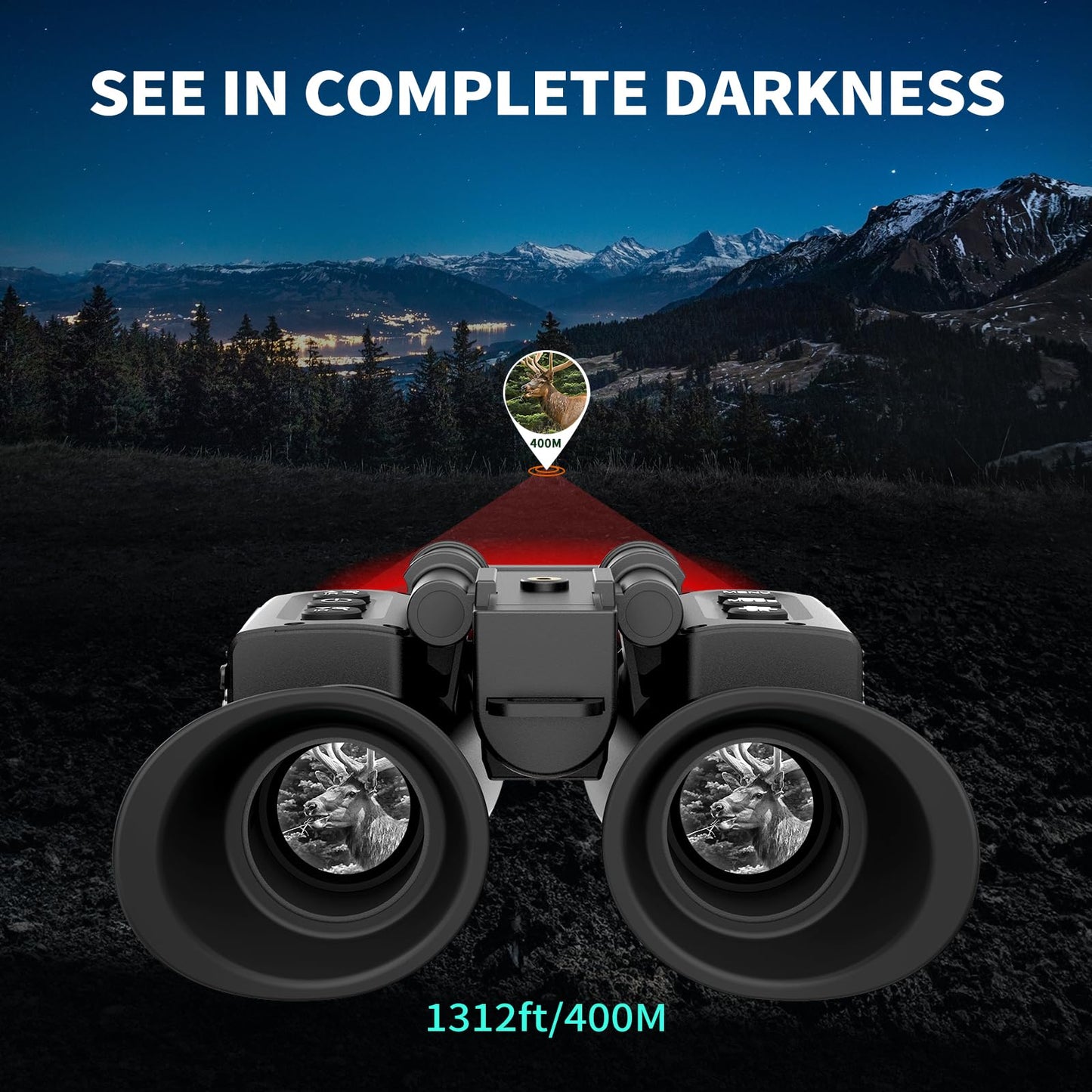 Dumjug 4K Digital Night Vision Goggles Binoculars with Photo and Video Recorder, 1314ft Long Distance, Nightvision Goggles for Camping Hiking with Head-Mount Kits for Helmet