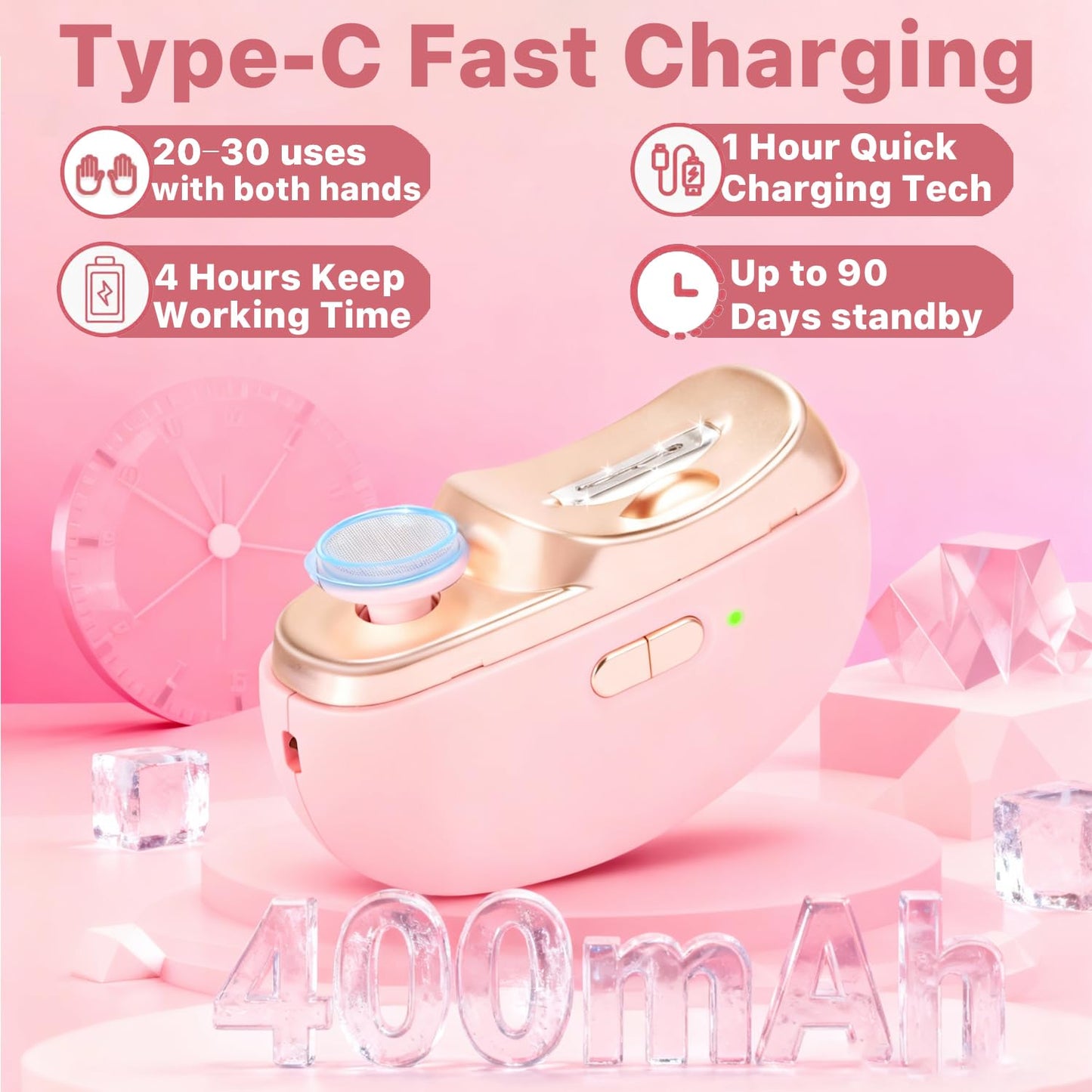 Electric Nail Clipper, Electric Nail Clippers for Seniors, 2026 2 in 1 Multifunctional Electric Nail Trimmer for Adults,Kids with Polishing and 2 Speeds (Pink)