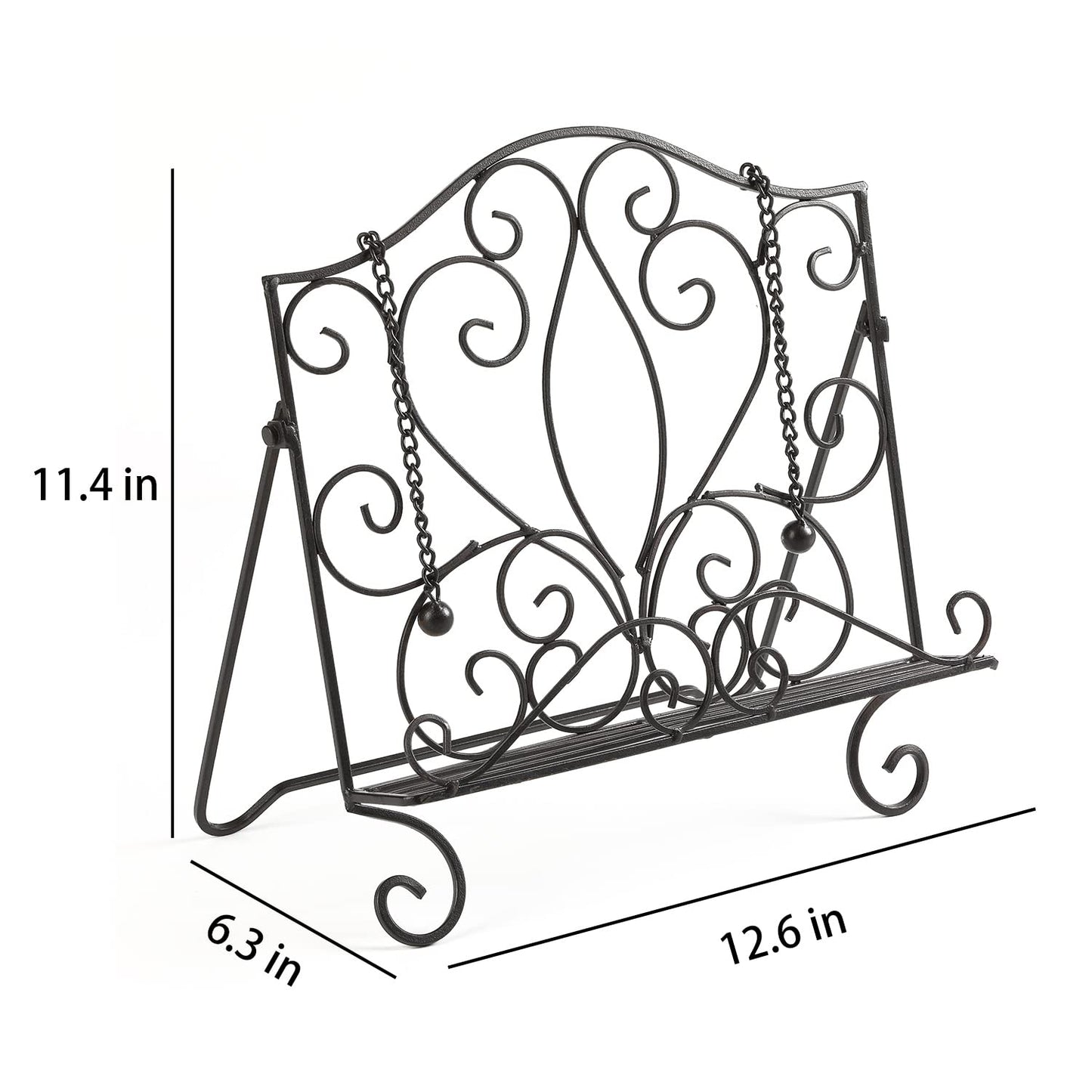 MOCOME Metal Cookbook Holder Recipe Book Stand for Kitchen, Vintage Scrollwork