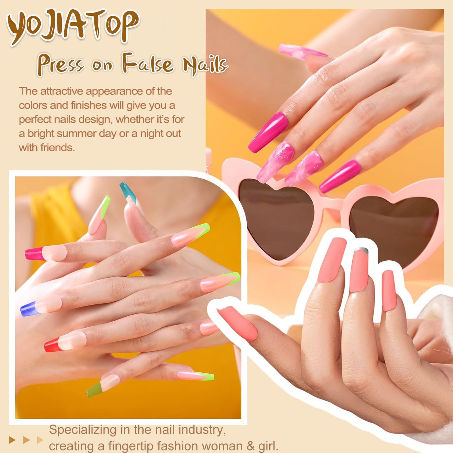 French Tip Press on Nails Medium Square Fake Nails with White Lines Designs Glossy Nails Press ons Nude Glue on Nails Cute Acrylic Nails Artificial Stick on Nails for Women 24Pcs