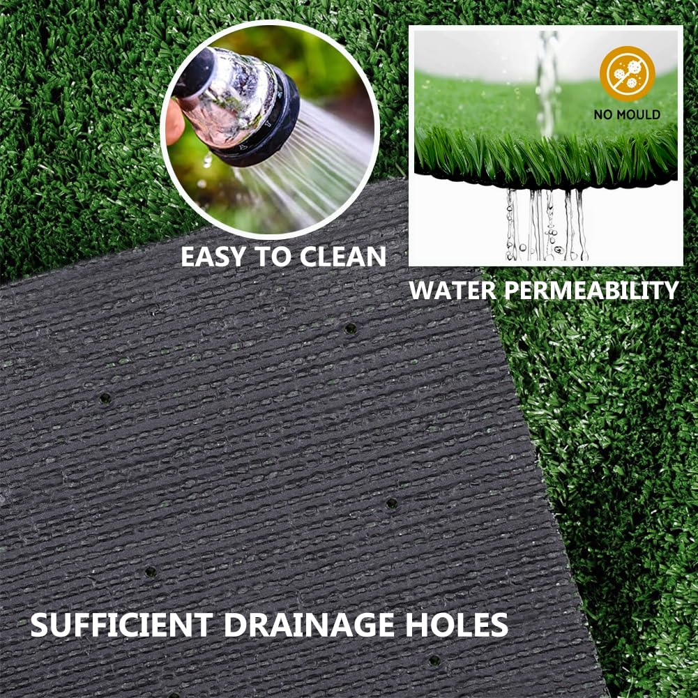 SUWUYUE Fake Grass Artificial Turf, 6FT x 15FT 0.4 inch Pile Height Synthetic Garden Grass Lawn Rug Soft Astroturf Mat for Pets, Drainage Holes Faux Grass Carpet for Party Wedding