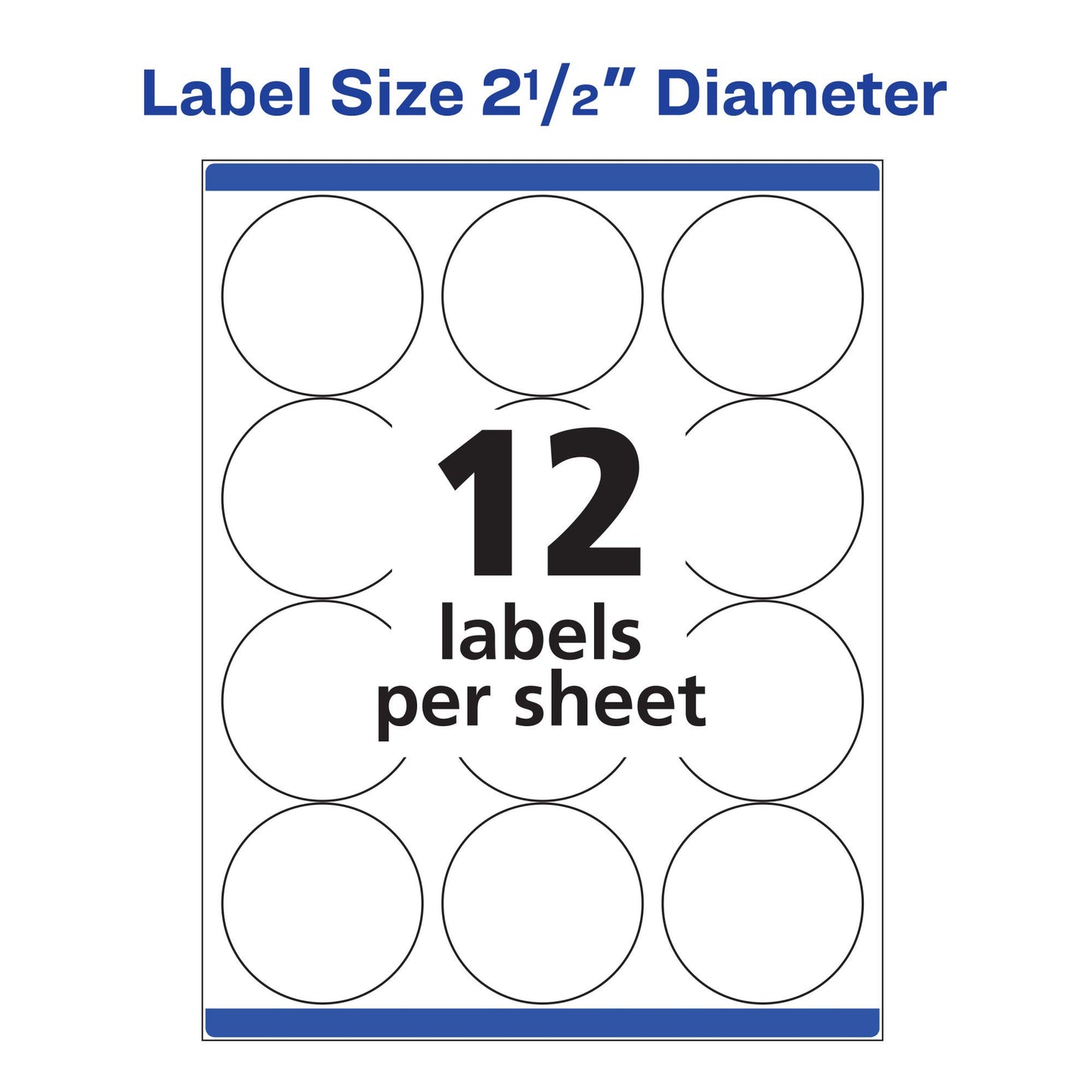 Avery Round Printable Labels, 2.5" Diameter, Matte White, Sure Feed Technology, Laser & Inkjet Compatible, 300 Blank Labels Total, Great for Branding, Packages, School Supplies, and More (5294)