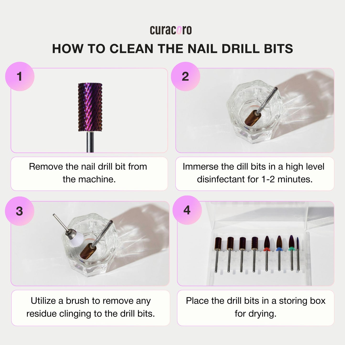 Curacoro Nail Drill Bits 3/32'' - Safe Smooth Stop Large Barrel Carbide Bit (Coarse), Fast Remove Acrylic or Gel Nails, Long-lasting Bits for Nail Beds, Nail Art Salon & Home