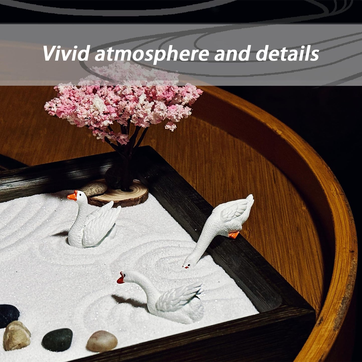 SRAYW Zen Garden Kit for Desk Decor. 11x7.5'' Beautiful Japanese Mini Zen Garden Meditation Gifts Set for Home,Office Desk&Meditation Room.6 Tools & 18 Accessories. Zen Sand Tray Therapy