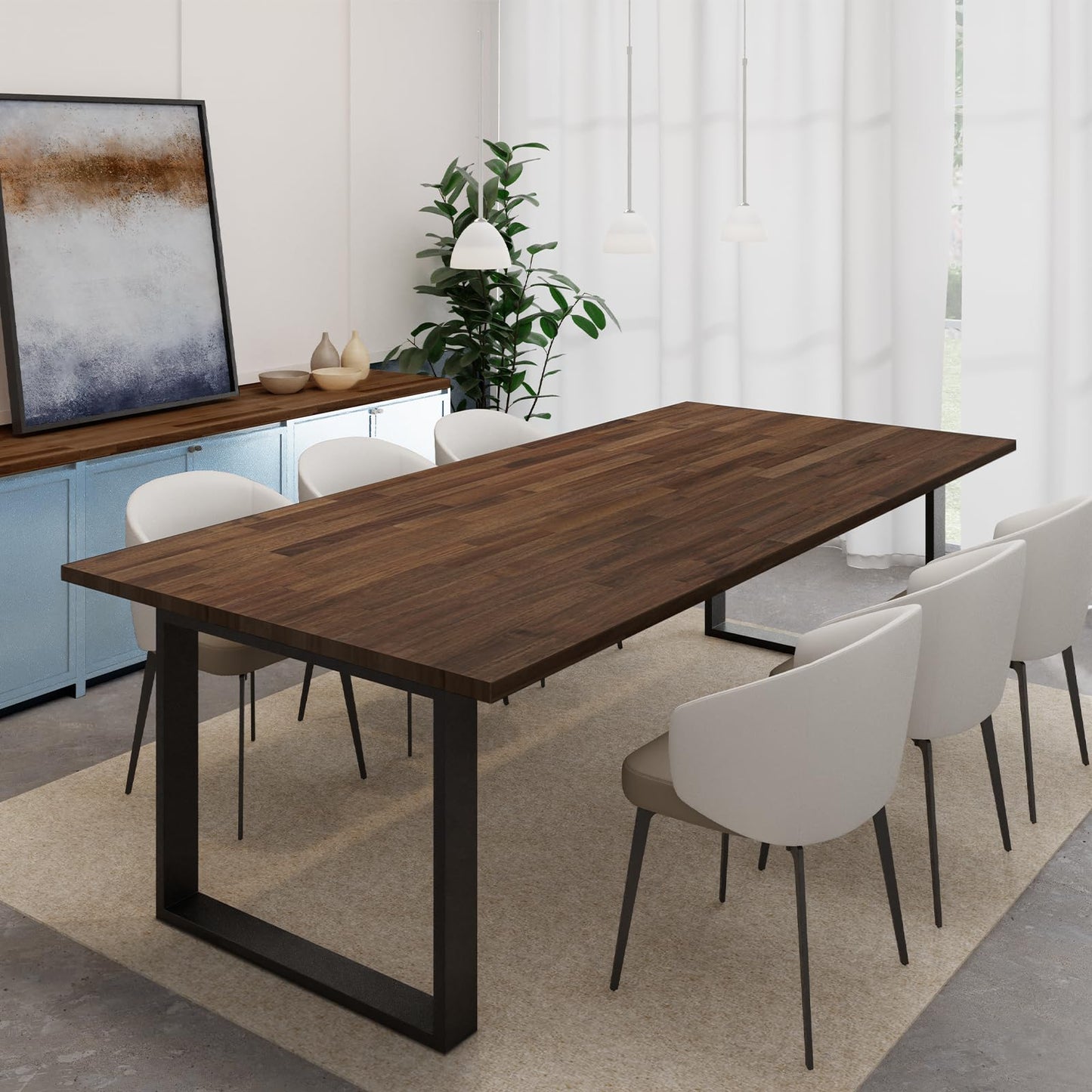 Howizz 48 x 25 in. Solid Wood Table Top, Dark Walnut Stained Acacia Desktop for Standing Desk/Office Tabletop/Countertop, 1in. Thick
