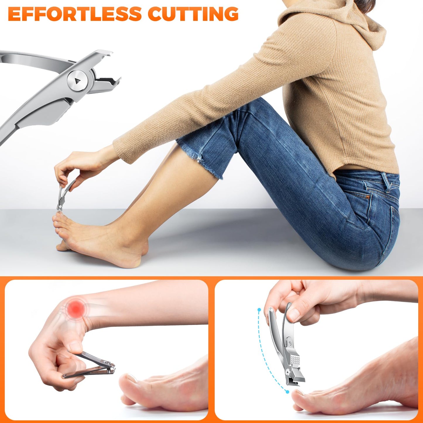 Straight Nail Clippers for Men, German Ergonomic 18mm Large Toenail Clippers for Thick Nails for Seniors with Wide Jaw, Long Handled Nail Cutter Edgy Toe Nail Clipper for Adult with File, Gift for Men