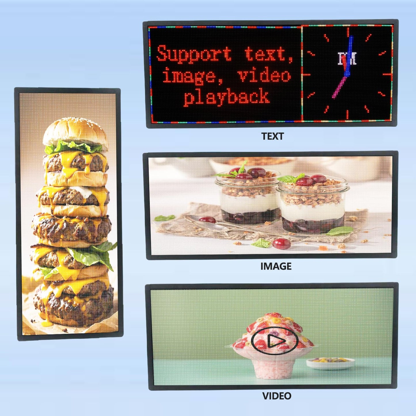 P6 Programmable LED Sign Supports Text/Image/Video, 40"x17" Outdoor Scrolling LED Digital Display for Business, IP65 Waterproof Electronic Message Board with WiFi & USB Control
