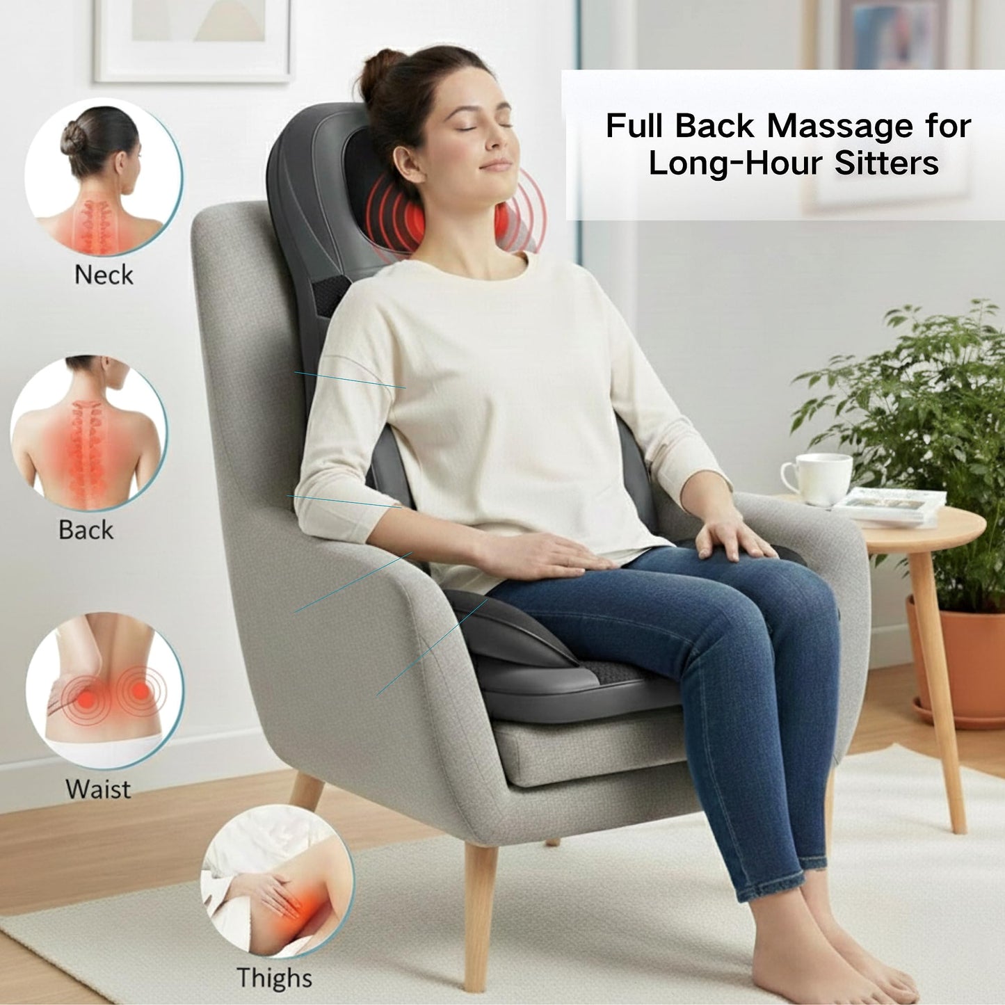 Ethereal Wellness Shiatsu Massage Chair with Heat, Full Back Shiatsu & Rolling, Comfortable Massage Chair Pad for Stress Relief, Gift for her/him, Office and Home.Black, Free car Adapter Included