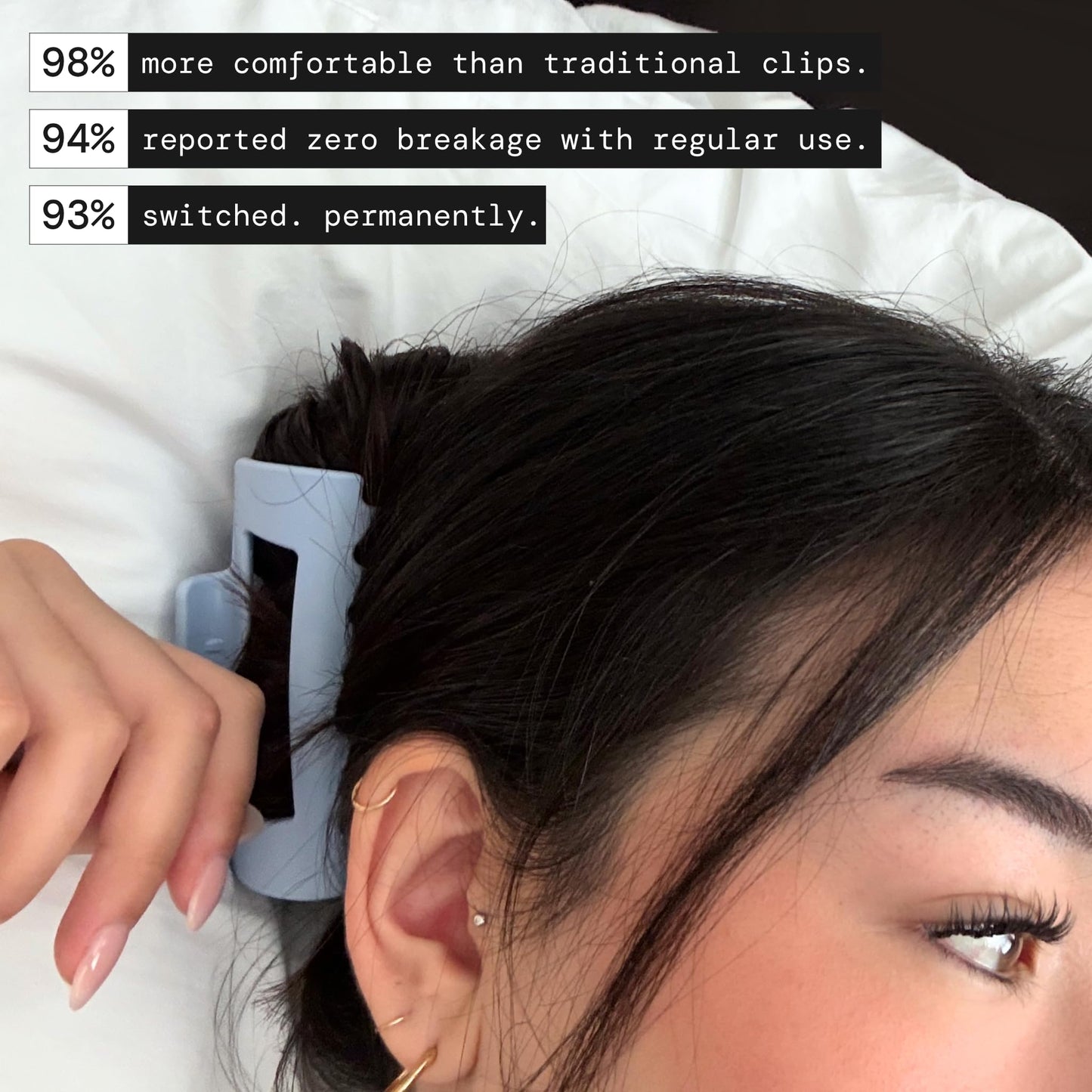 The Original Mello Hair Claw Clip Squishy Claw Clip Made in Korea Patent Pending 30021976 (White, Medium)