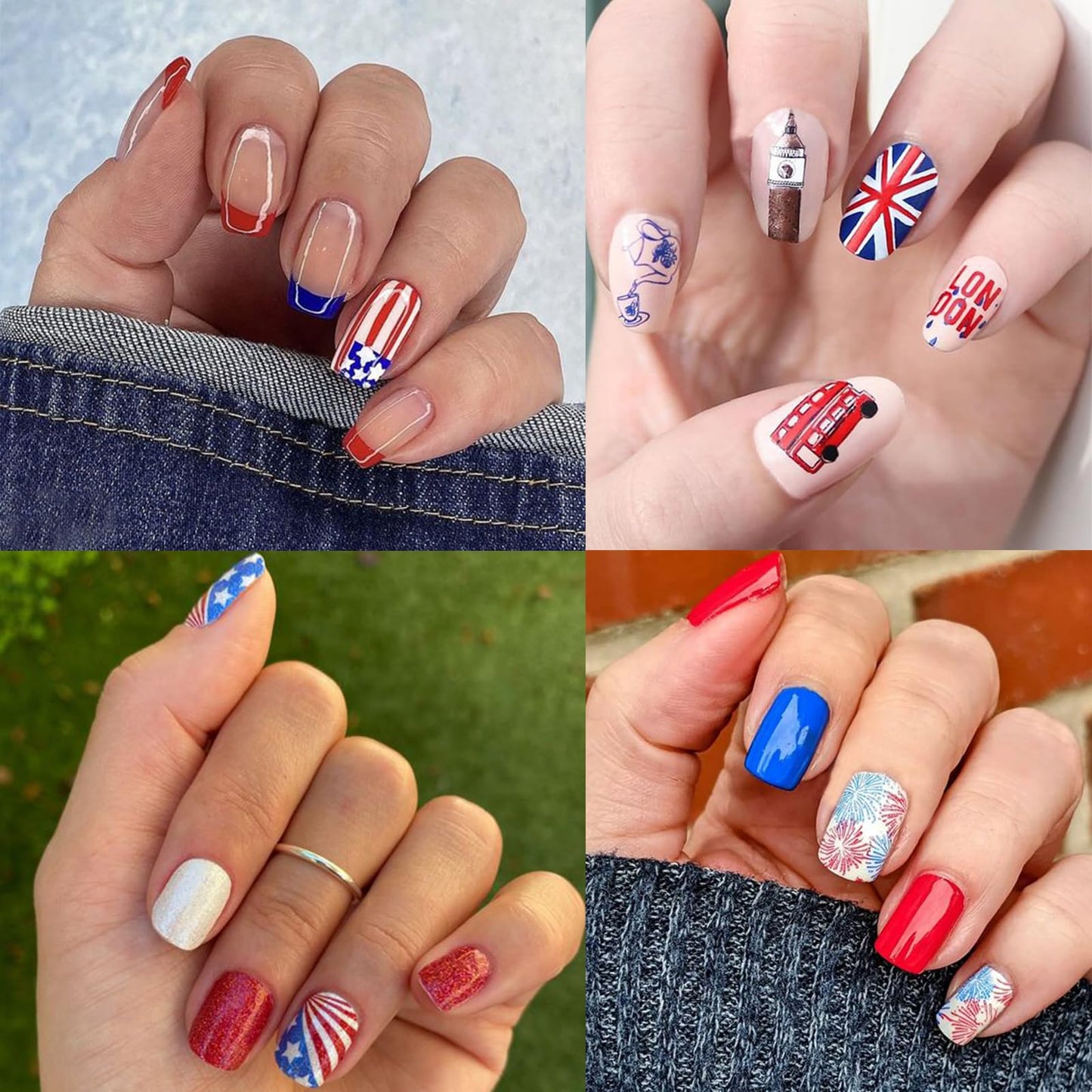 8Sheets 4th of July Nail Art Stickers American Independence Day Nail Design Decals,3D Self-Adhesive Nail Decals Balloon Heart Designs American Flag Nail Decorations for Women Girls Manicure Stickers