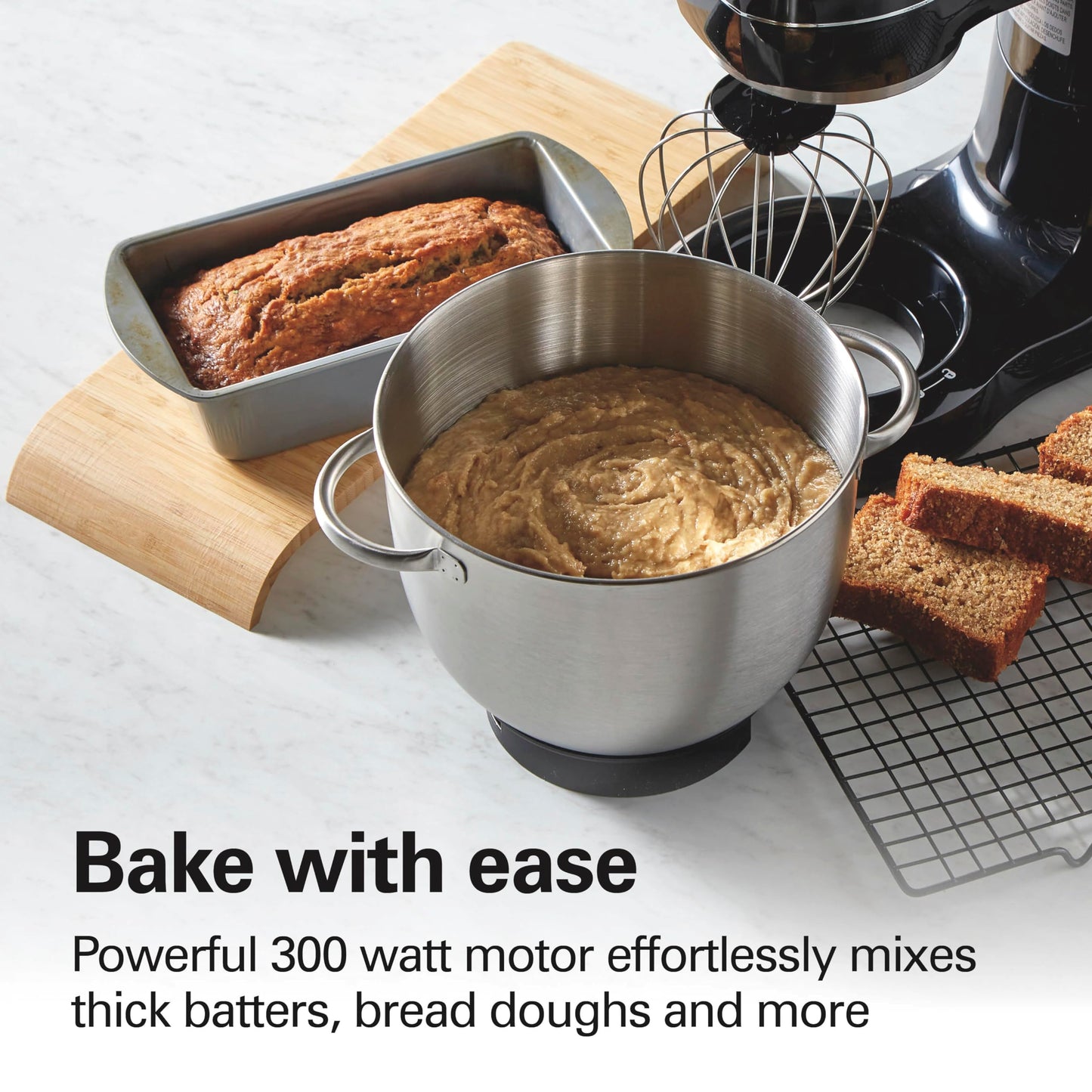 Hamilton Beach Electric Stand Mixer, 4 Quarts, Dough Hook, Flat Beater Attachments, Splash Guard 7 Speeds with Whisk, Easy-Carry Top Handle, Black