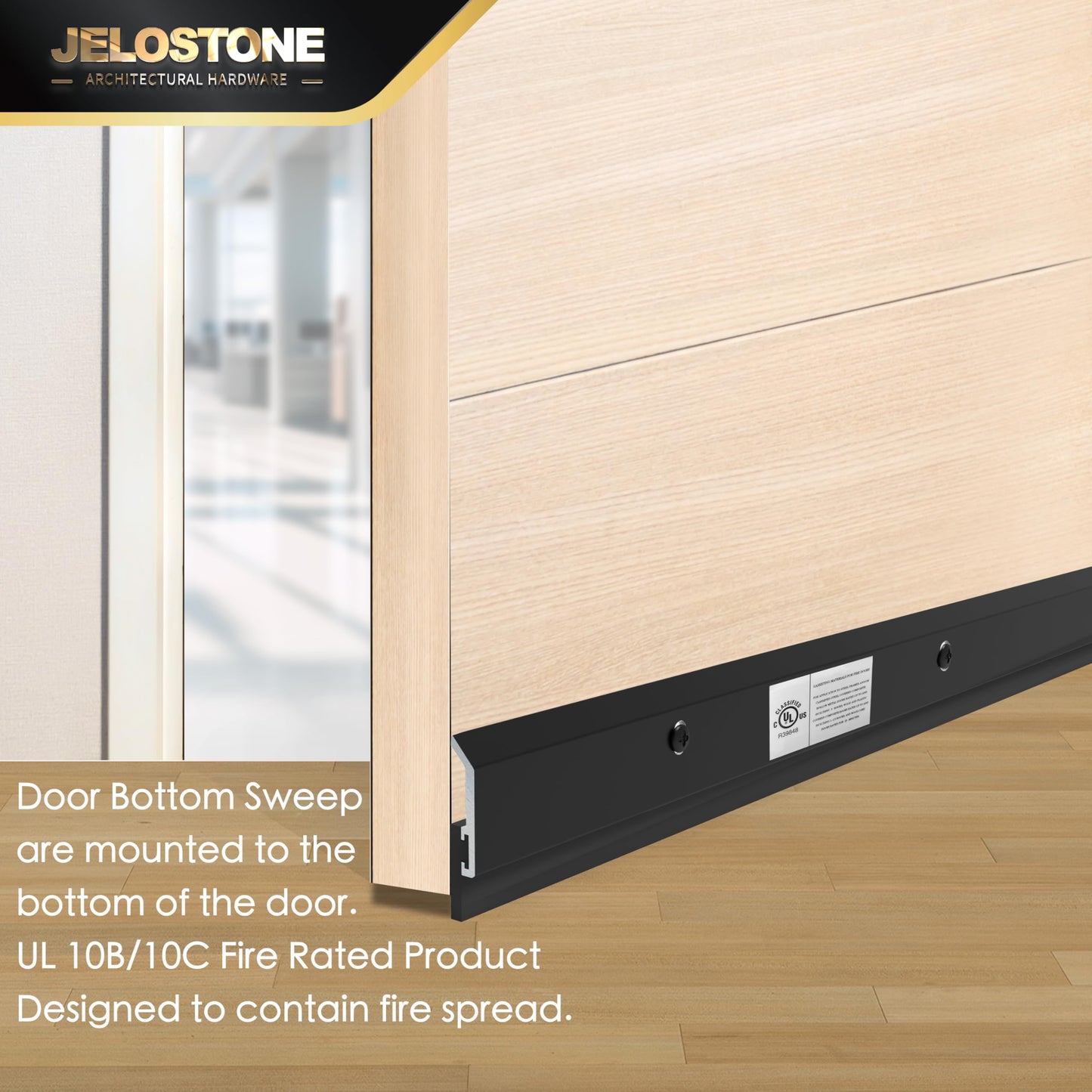 JELOSTONE 2 Pack - Commercial Door Bottom Sweep JS-N315, Heavy Duty Aluminum with Weather-Tolerant Neoprene Insert, UV-Resistant, 36", Matte Black Anodized ā Ideal for Residential & Commercial Use