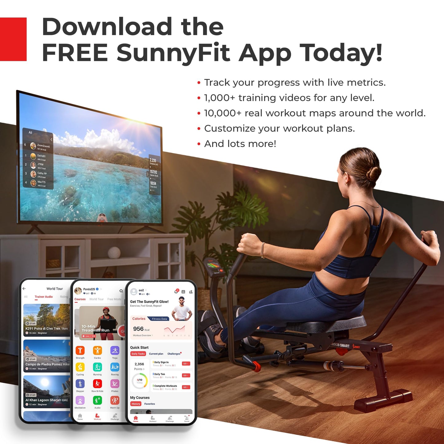 Sunny Health & Fitness Premium Smart Treadmill with Auto Incline, Dedicated Speed Buttons, Double Deck Technology, Digital Performance Display, BMI Calculator and Pulse Sensors - SF-T7515SMART
